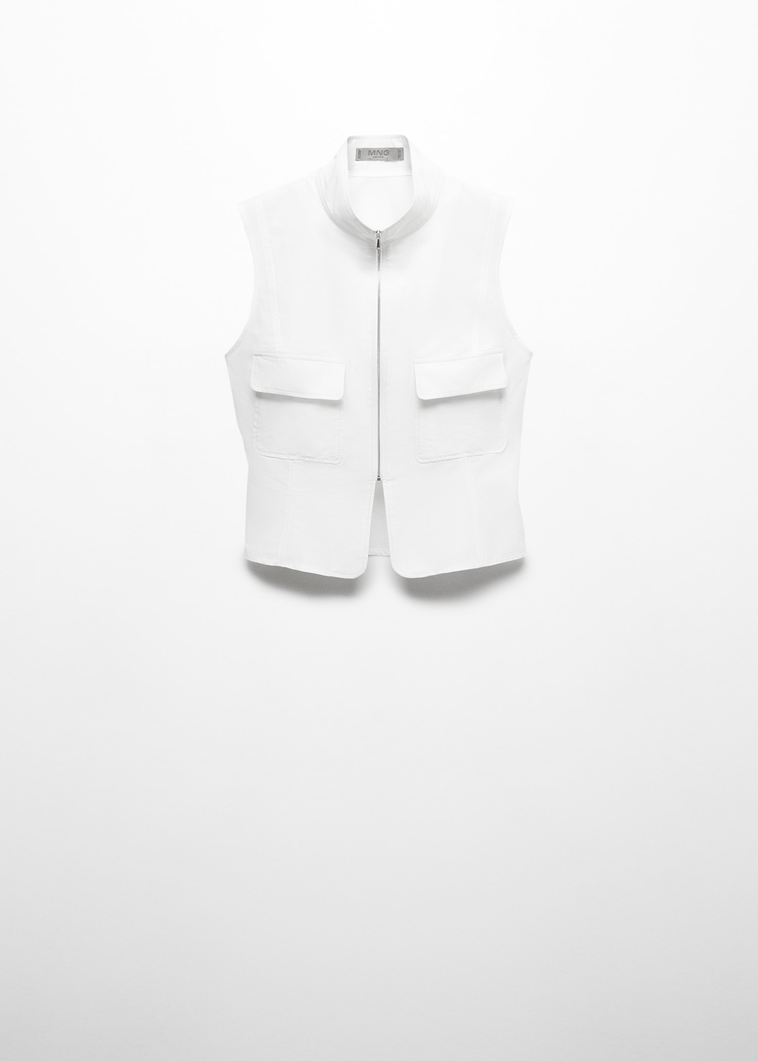 Cotton zipper sleeveless shirt - Article without model