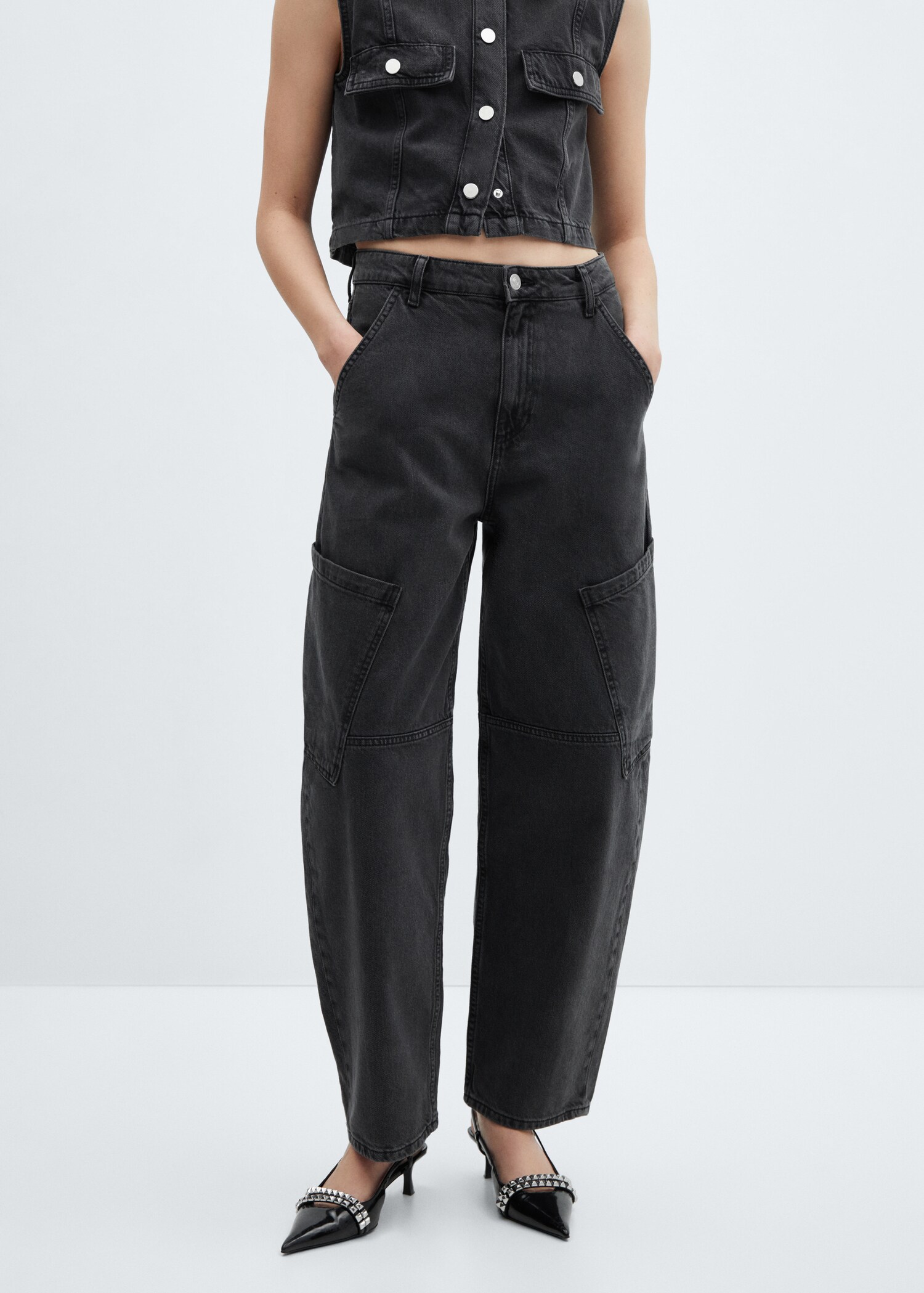 Jean slouchy cargo taille normale - Plan moyen