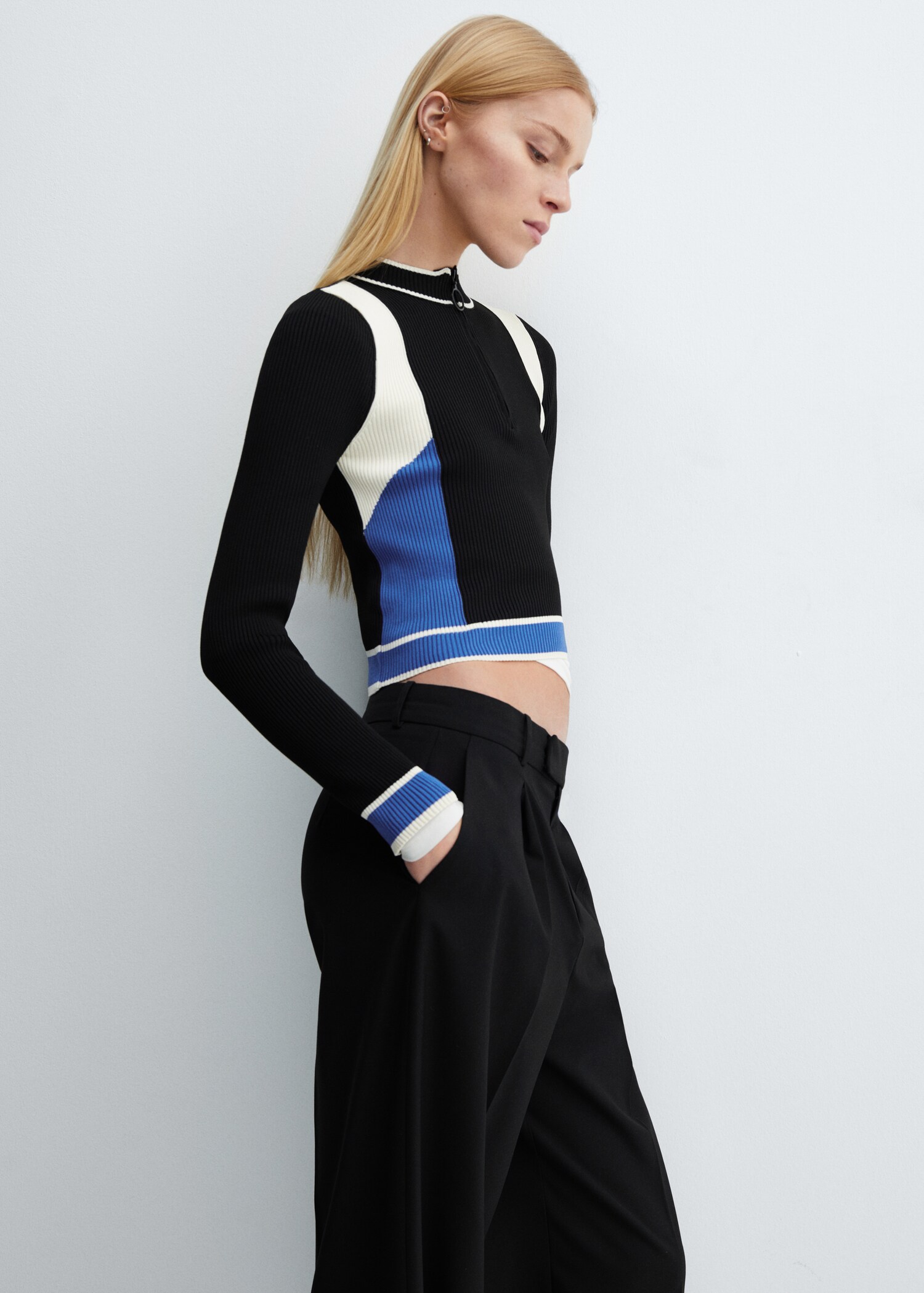 Pull-over zippé maille côtelée - Détail de l'article 2