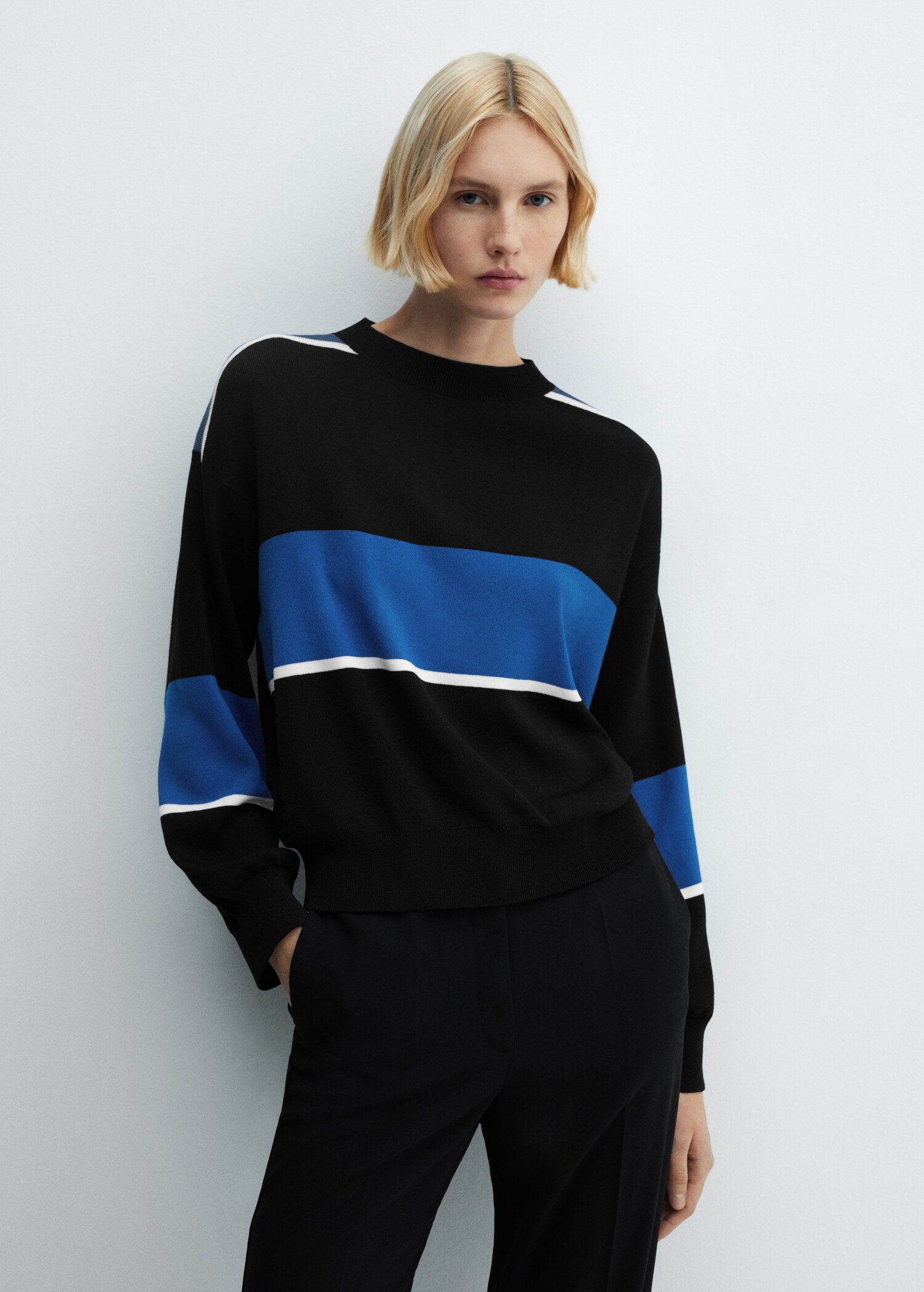 Pull-over maille coton lin col rond - Plan moyen