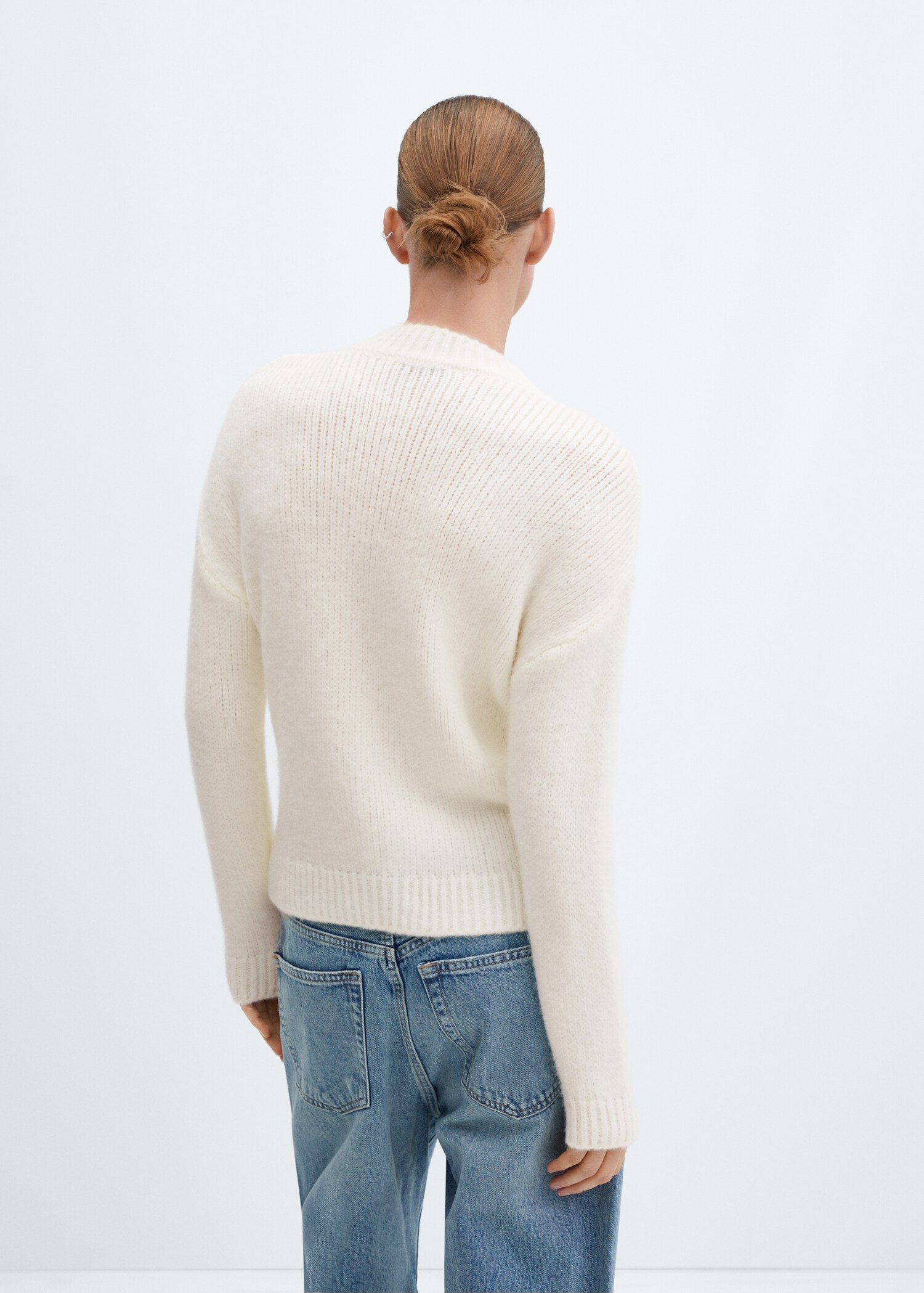 Cotton-linen round-neck knitted sweater - Reverse of the article