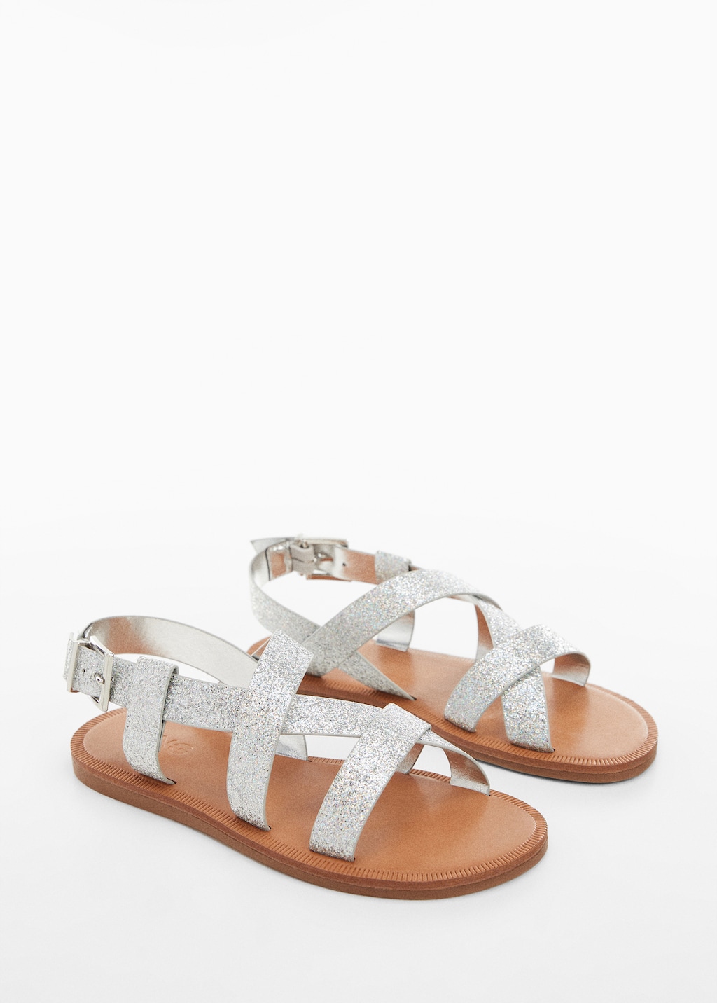 Mango Sandale mit Glitzereffekt