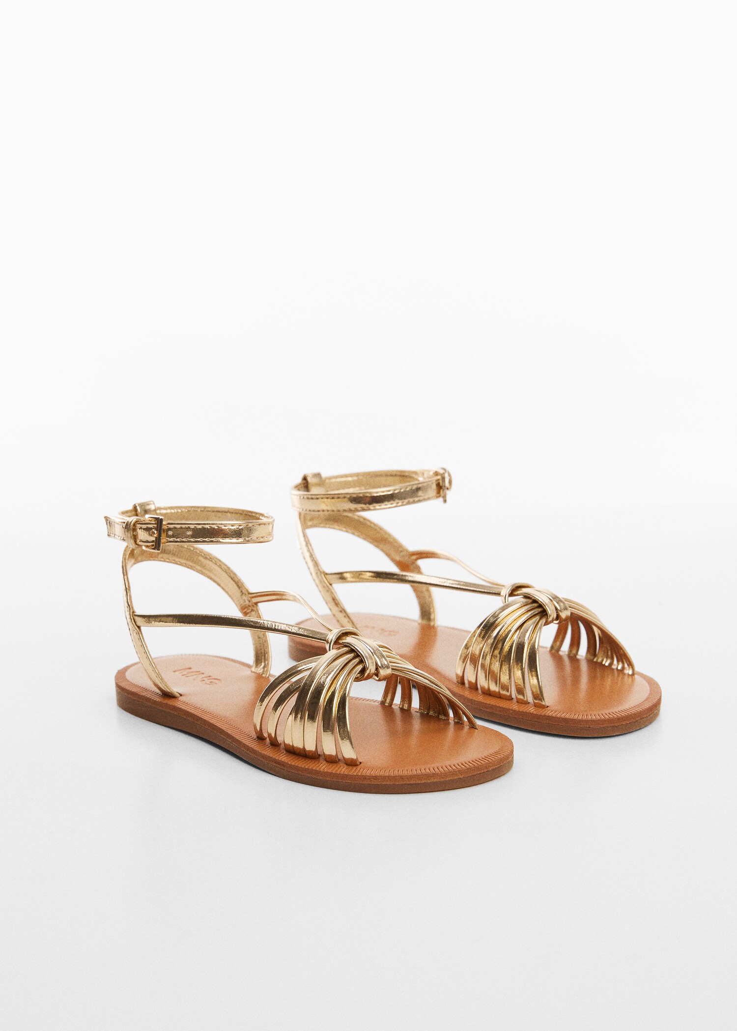 Ruched strips sandals - Medium plane