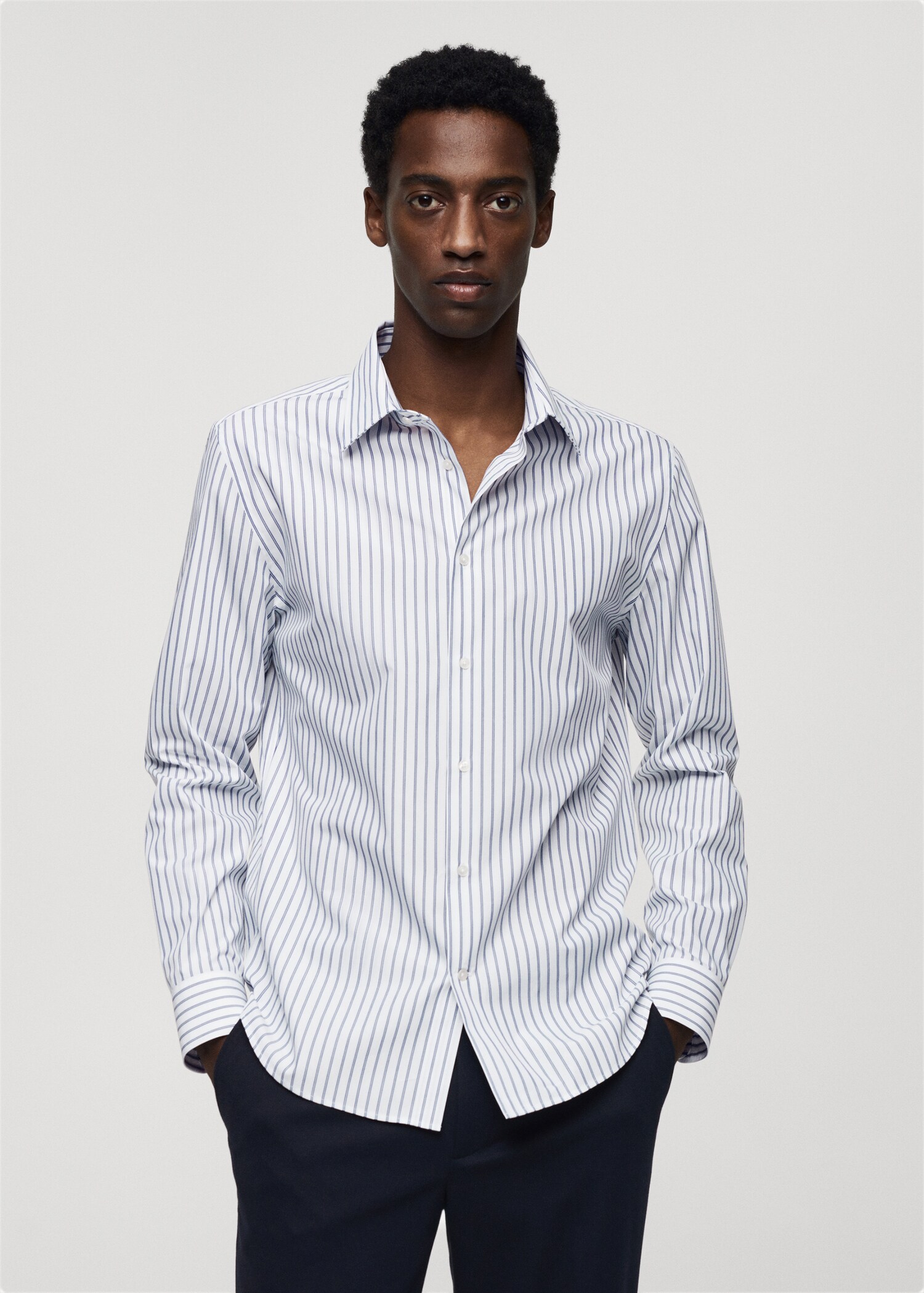 Camisa slim fit rayas Coolmax® - Plano medio