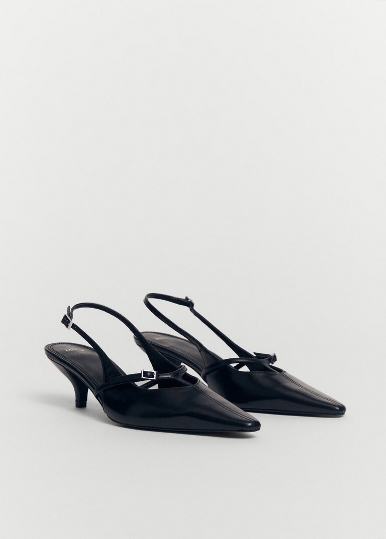 Dual Color Leather High Heel Slingback