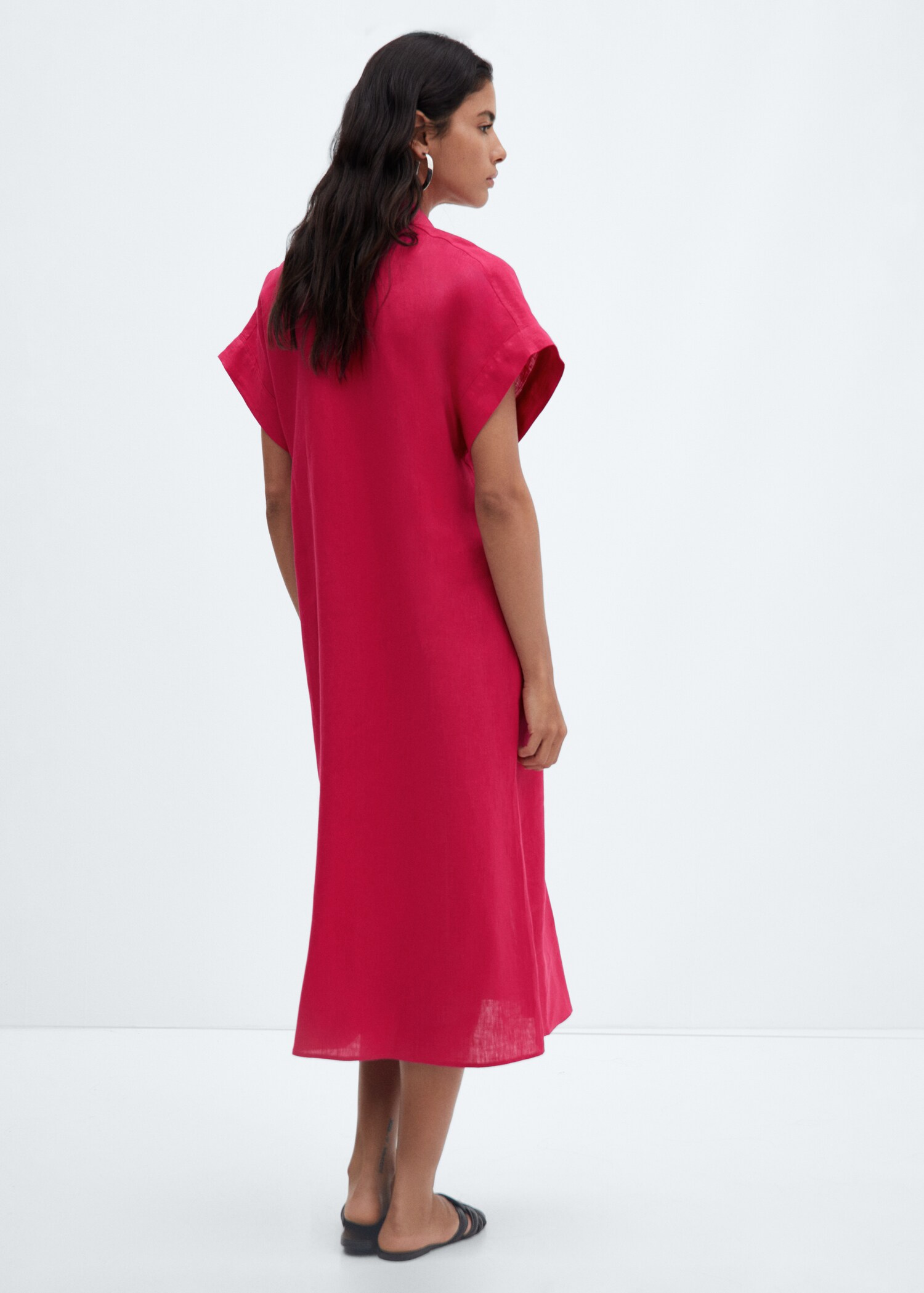 Vestido camisero lino - Reverso del artículo