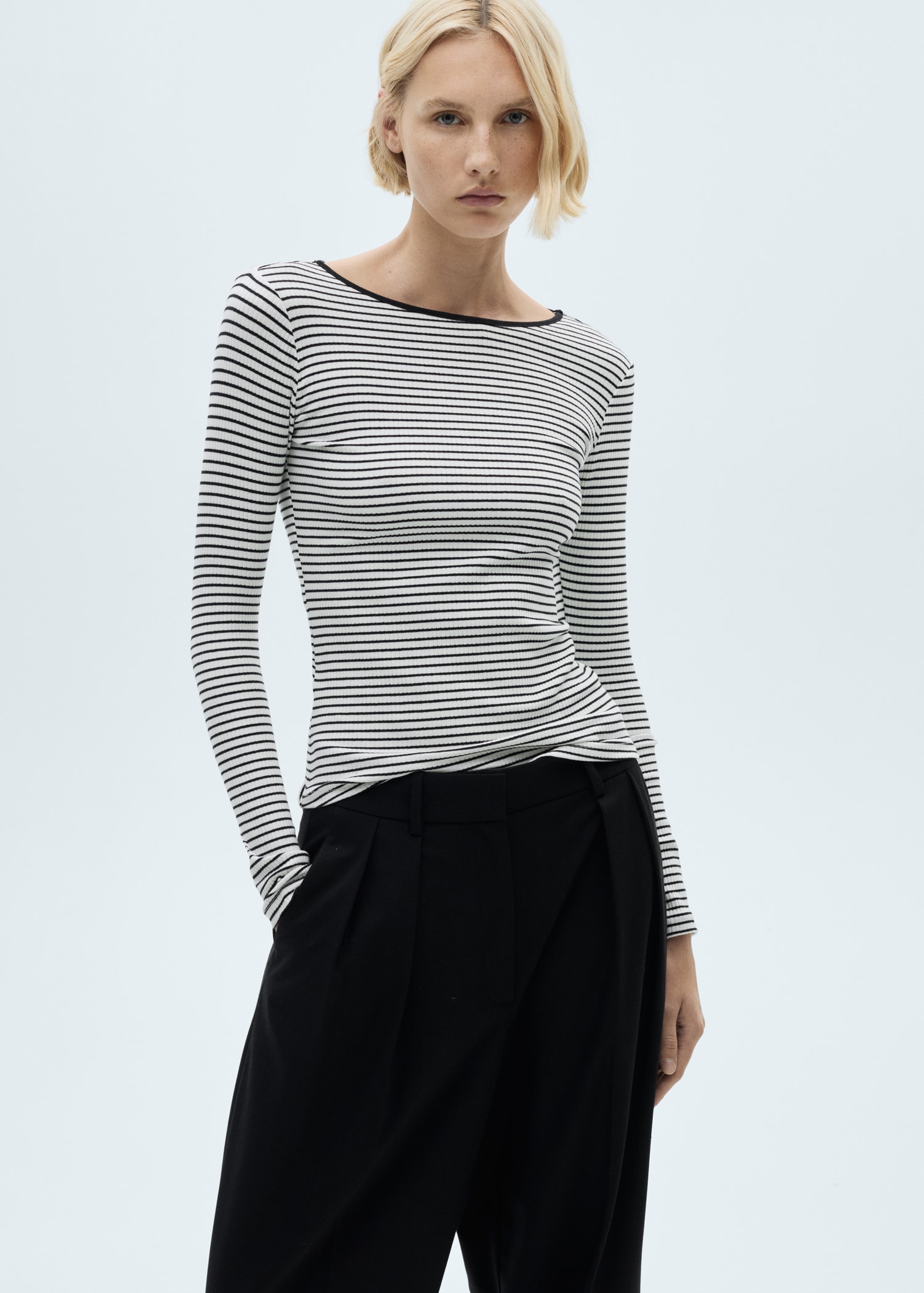 Striped rib T-shirt - Medium plane