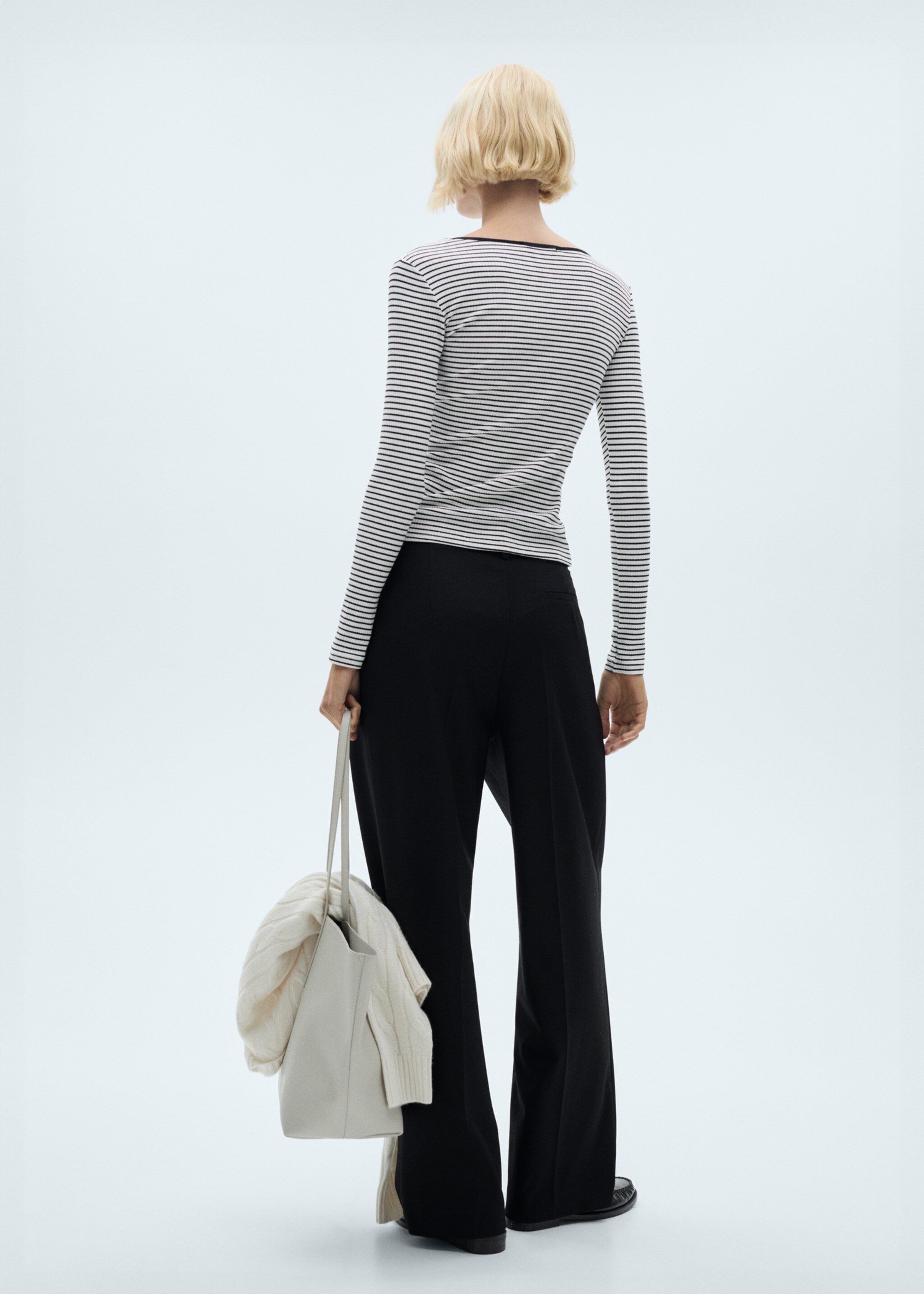 Striped rib T-shirt - Reverse of the article, Off White. Ref: 67024785-00.