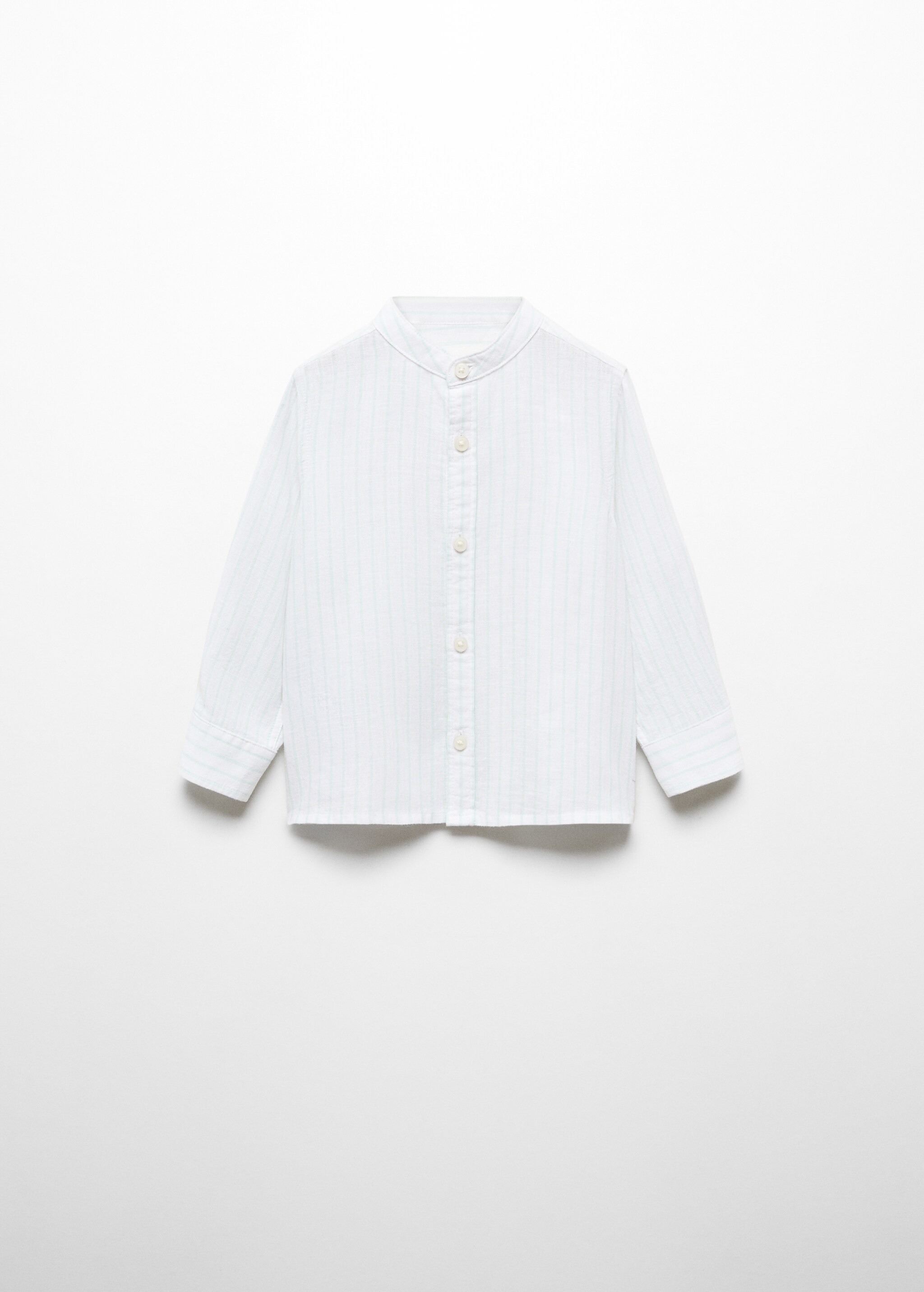 Striped mandarin-collar linen shirt - Article without model
