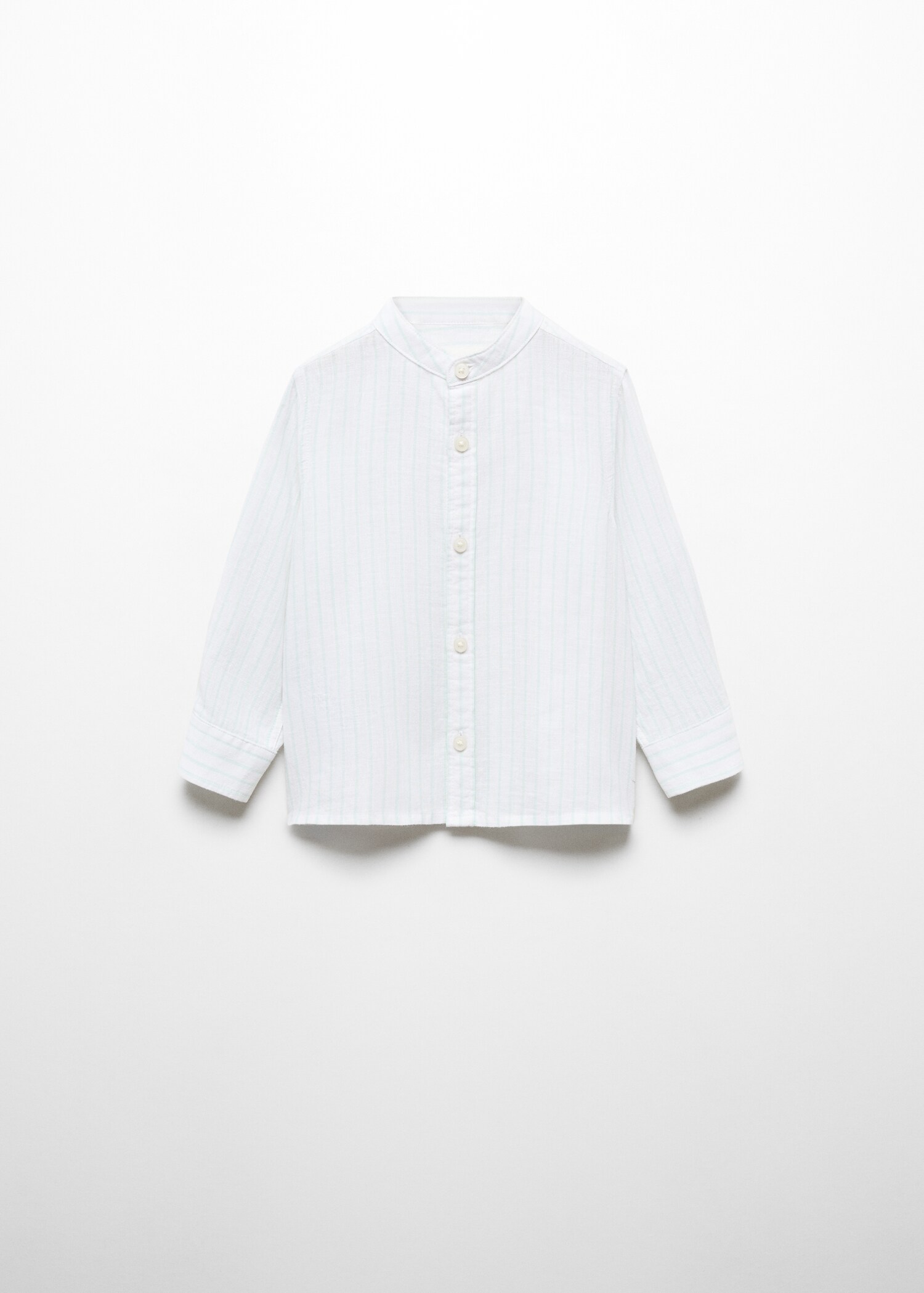 Striped mandarin-collar linen shirt - Article without model