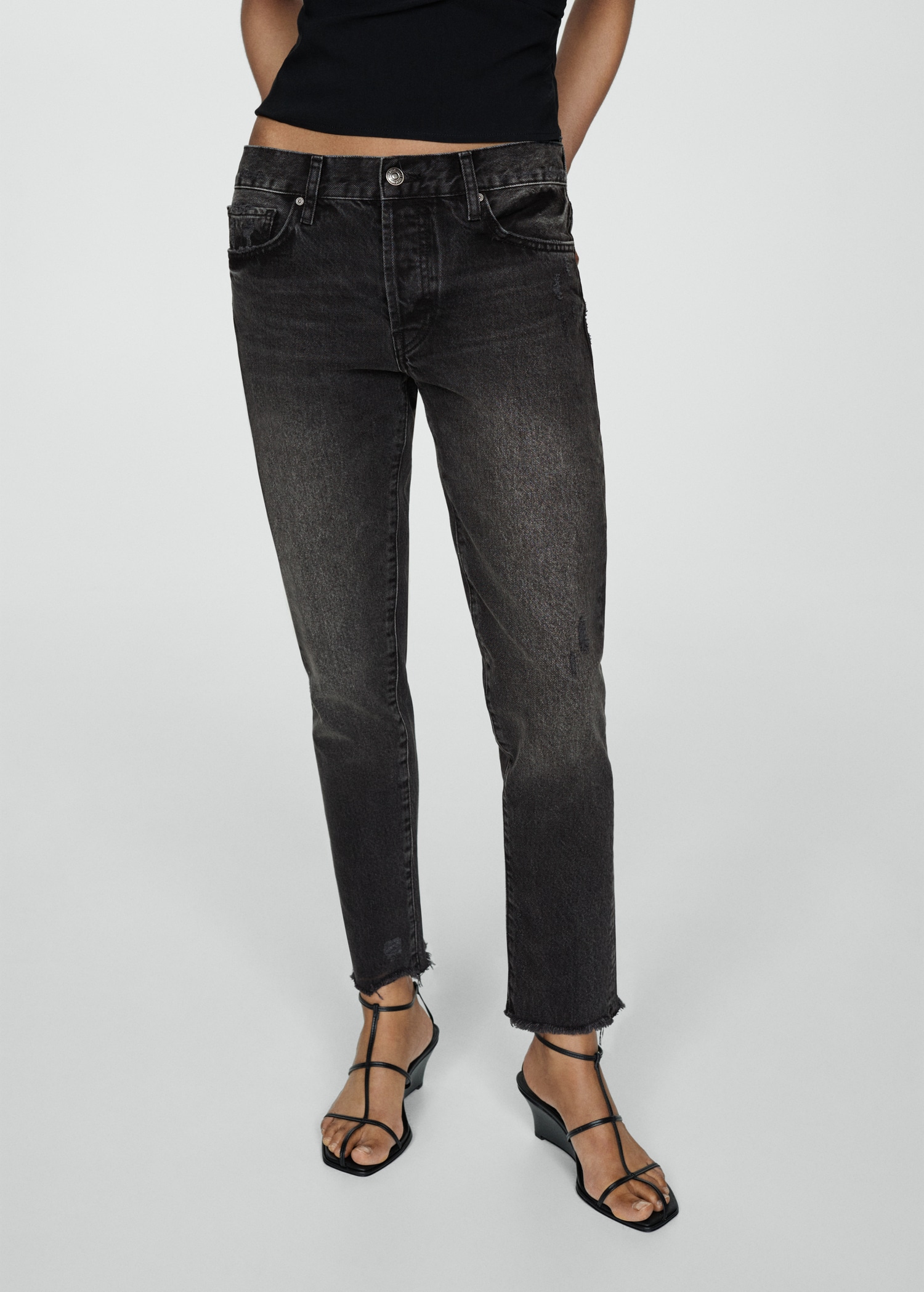 Ripped low-rise girlfriend jeans MANGO Vietnam