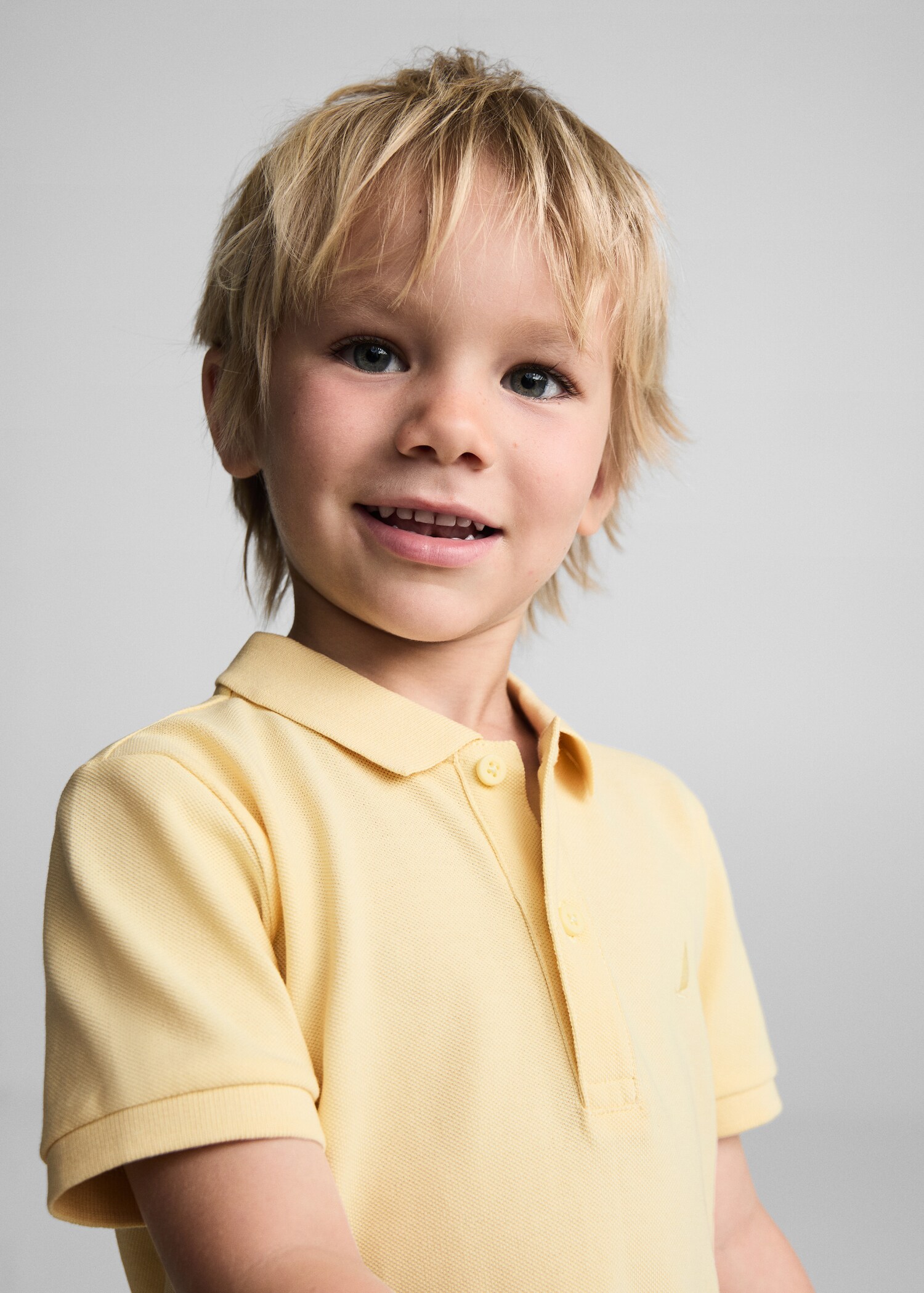 Textured cotton polo shirt - Детальніше про товар 1