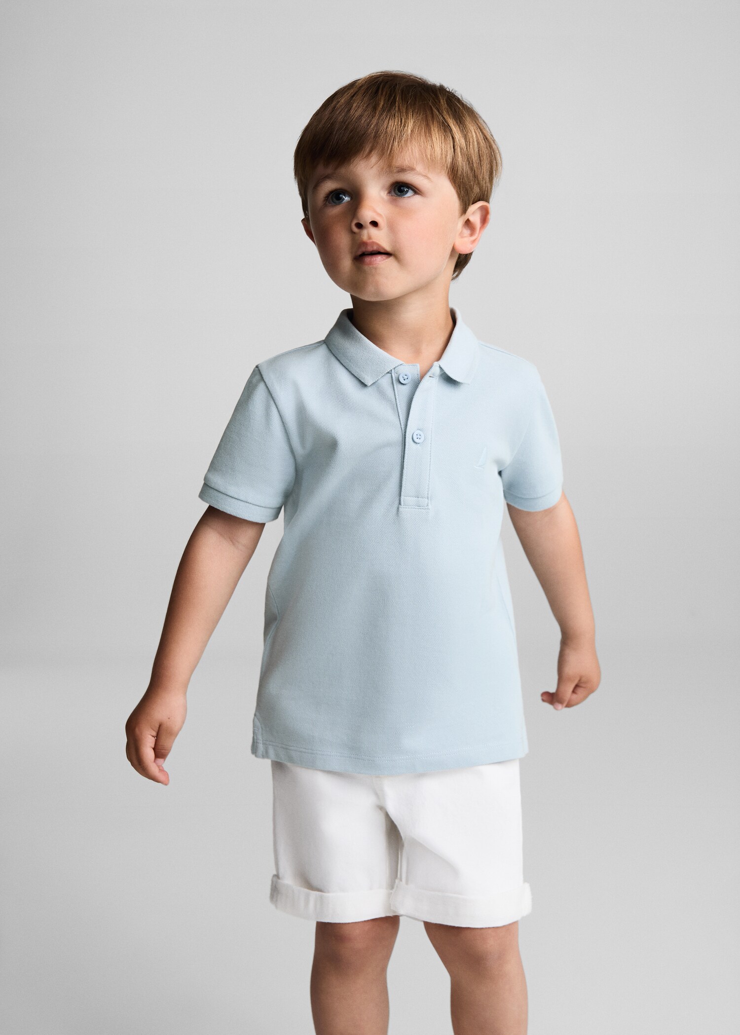 Textured cotton polo shirt - Середній план
