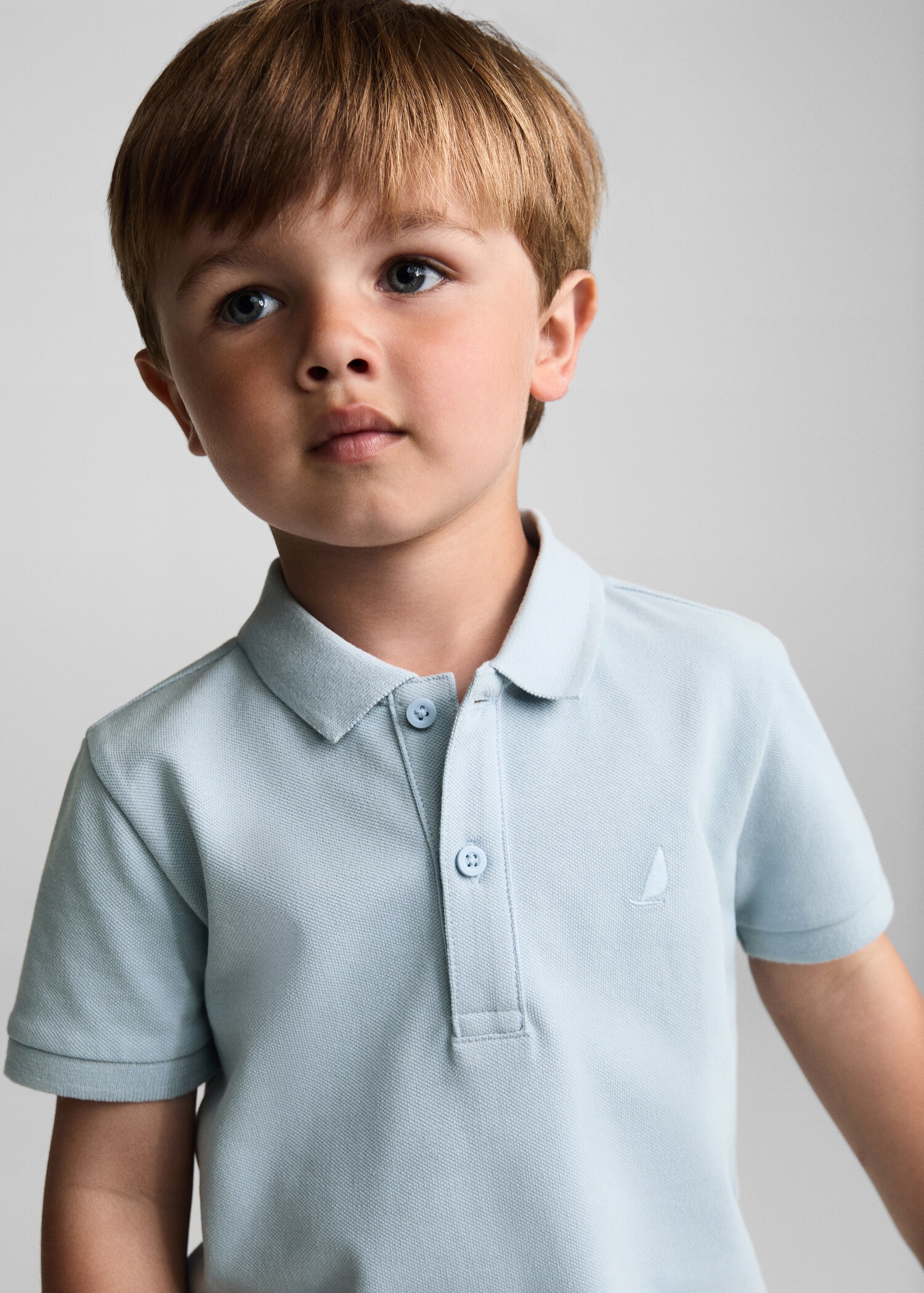 Textured cotton polo shirt - Детальніше про товар 1