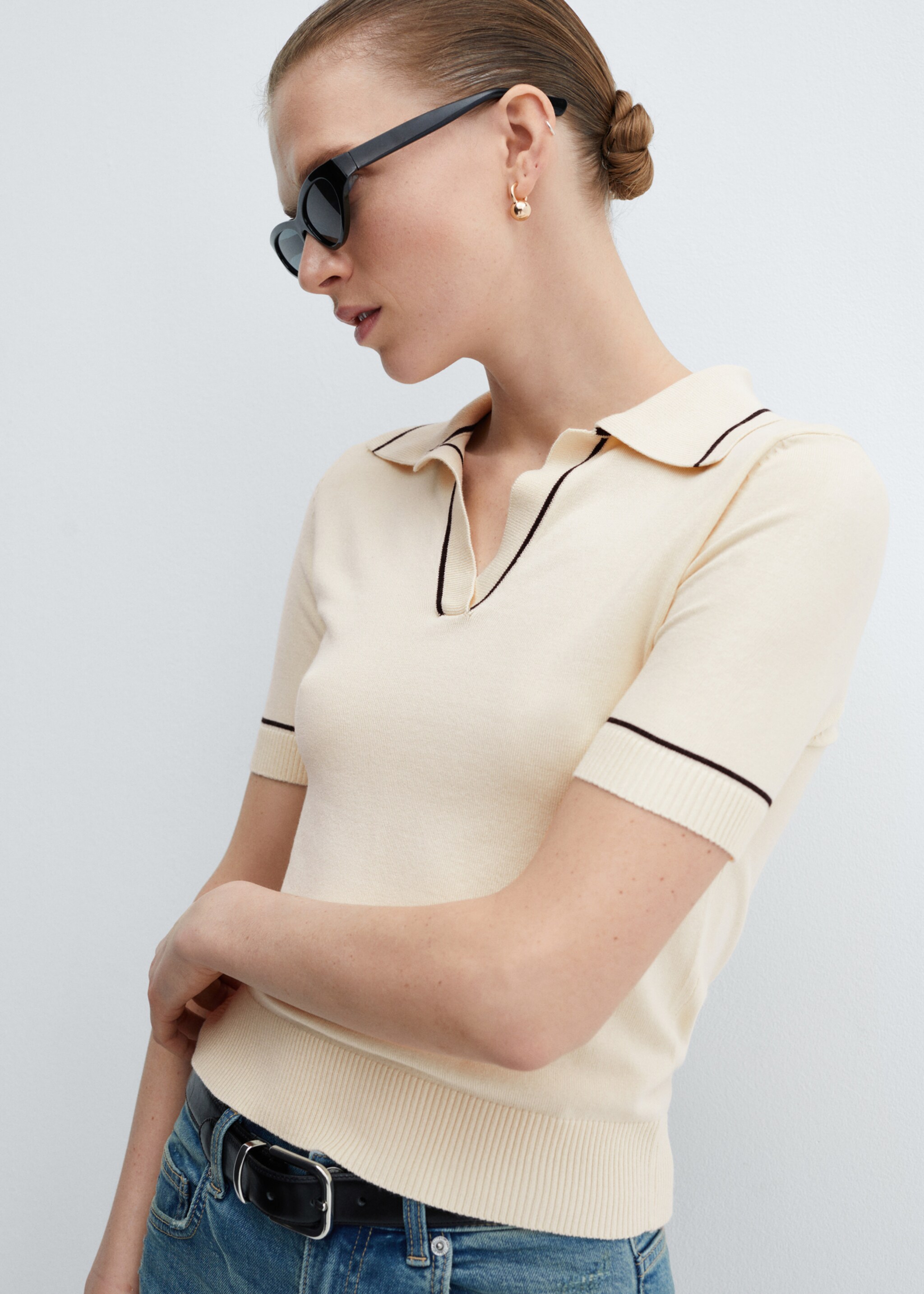 Knitted polo-neck sweater - Medium plane