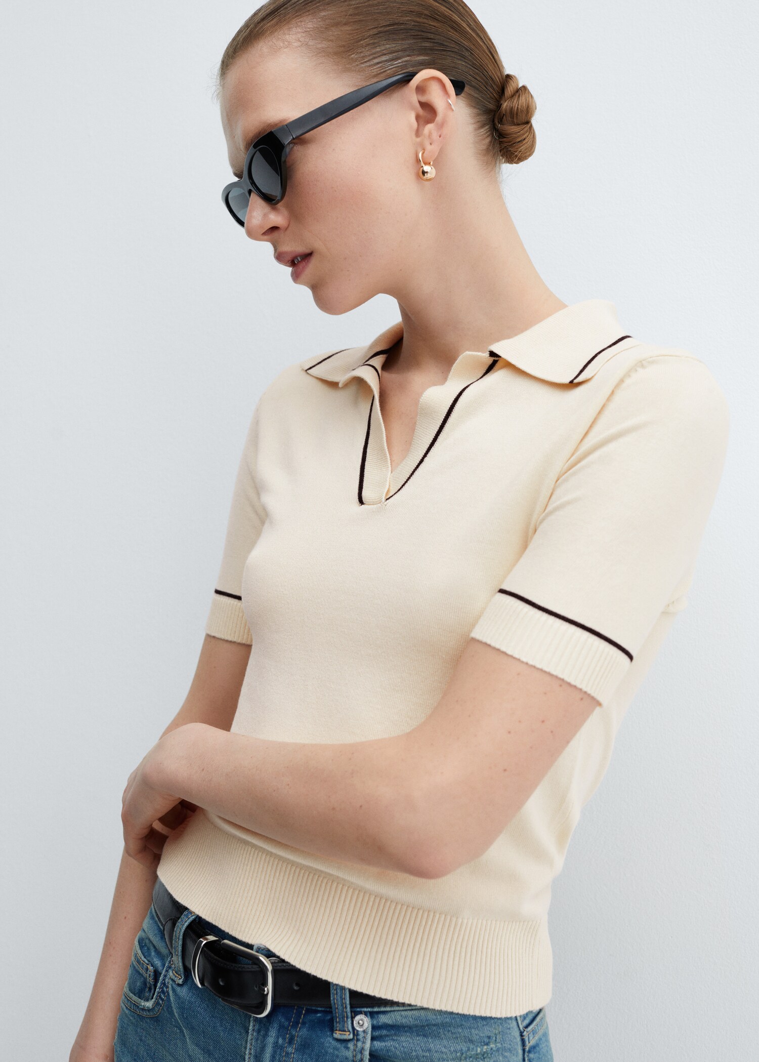 Knitted polo-neck sweater - Medium plane