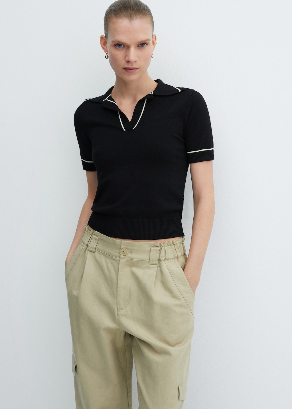 Pull over maille col polo Femme MANGO Burkina Faso