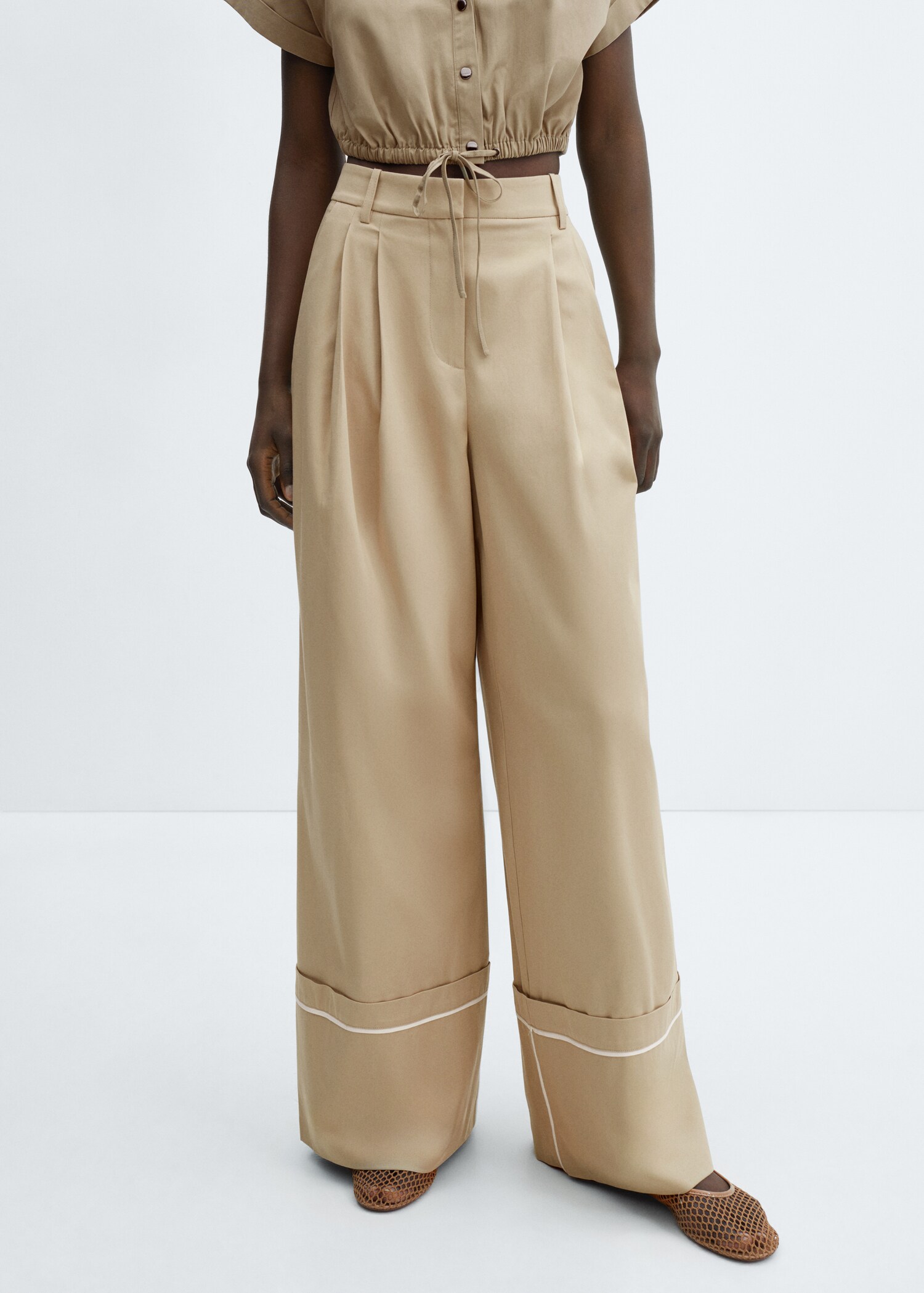 Cotton pleated trousers - Medium plane