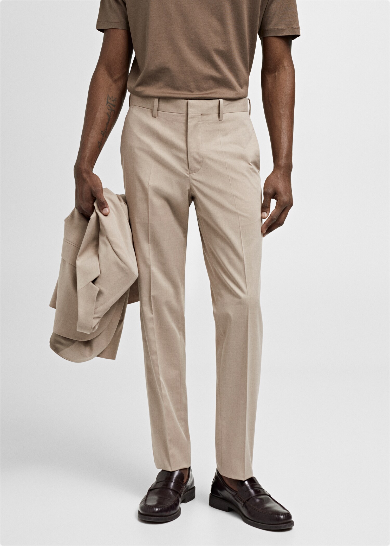 Pantaloni completo super slim-fit tessuto stretch - Piano medio