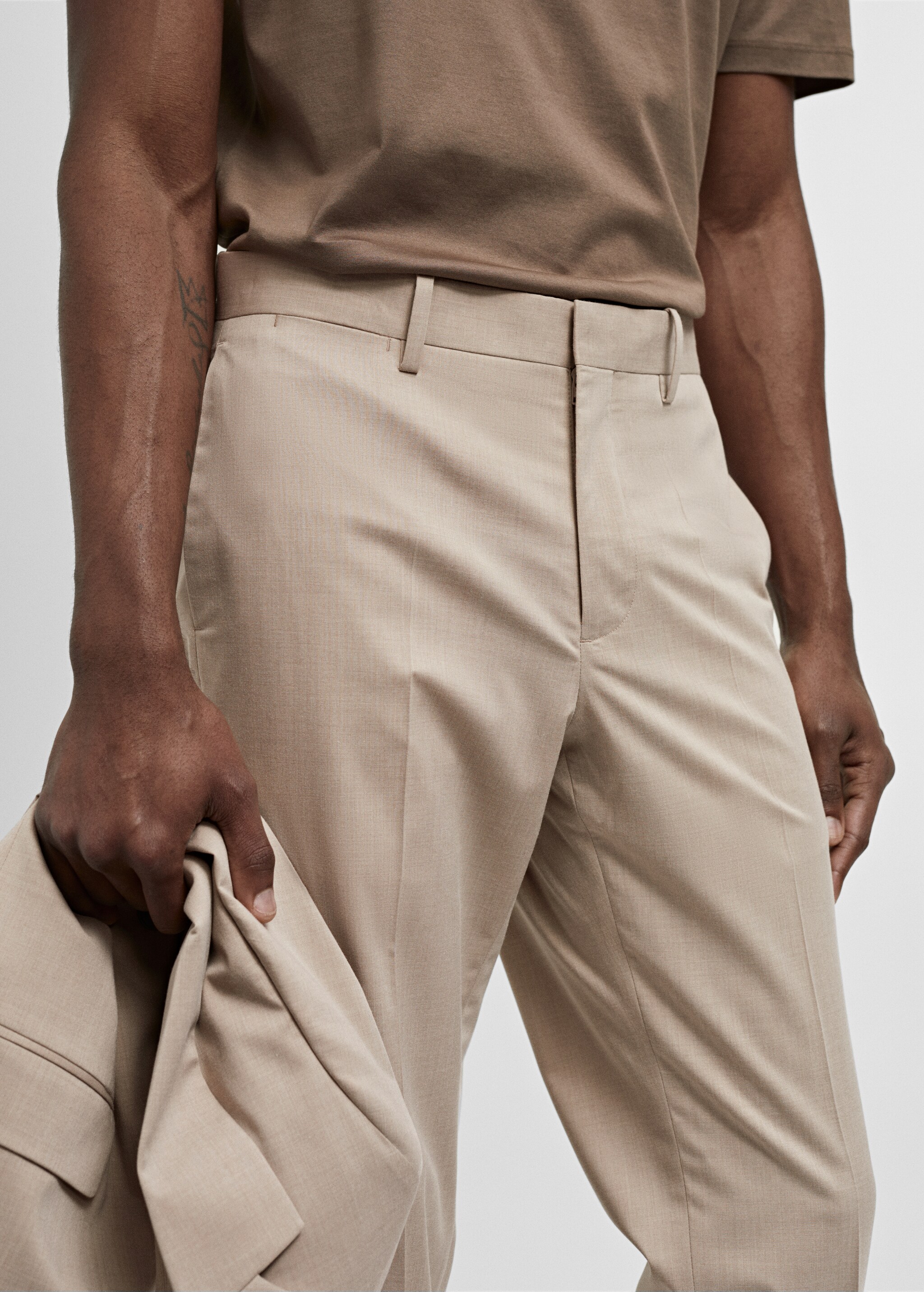 Stretch fabric super slim-fit suit trousers - Details of the article 1