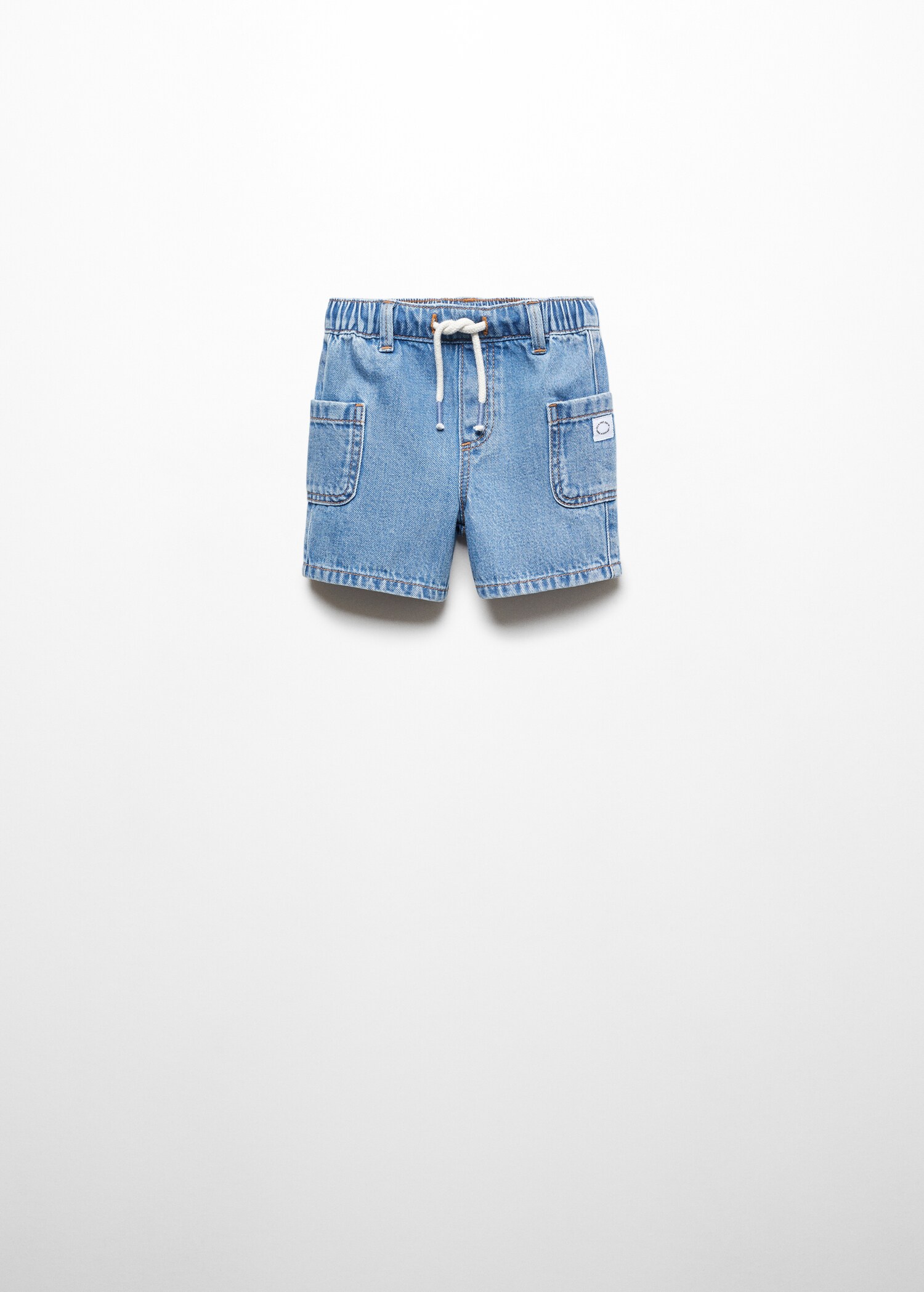 Elastic waist denim Bermuda shorts - Article without model