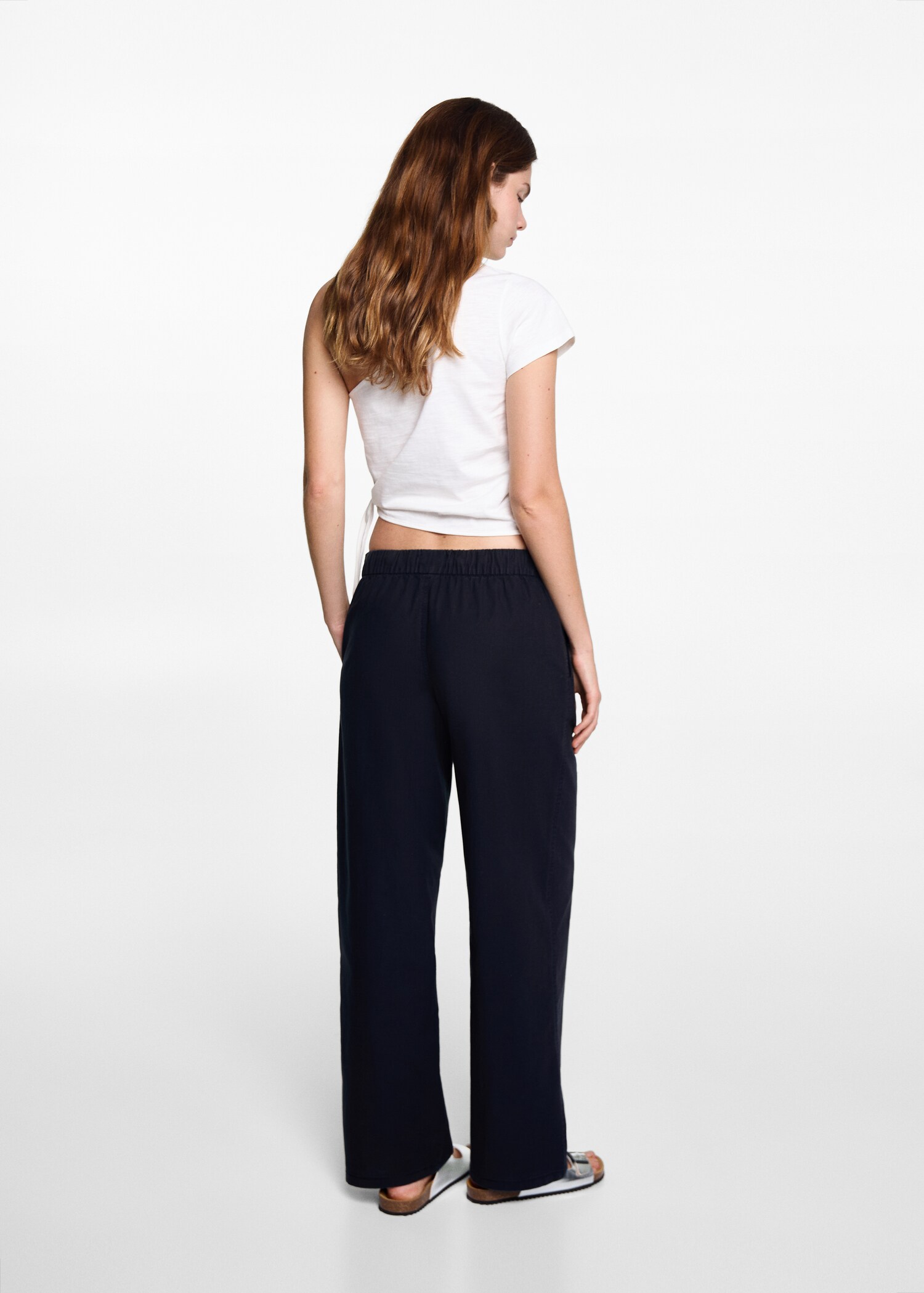 Straight linen-blend trousers - Reverse of the article