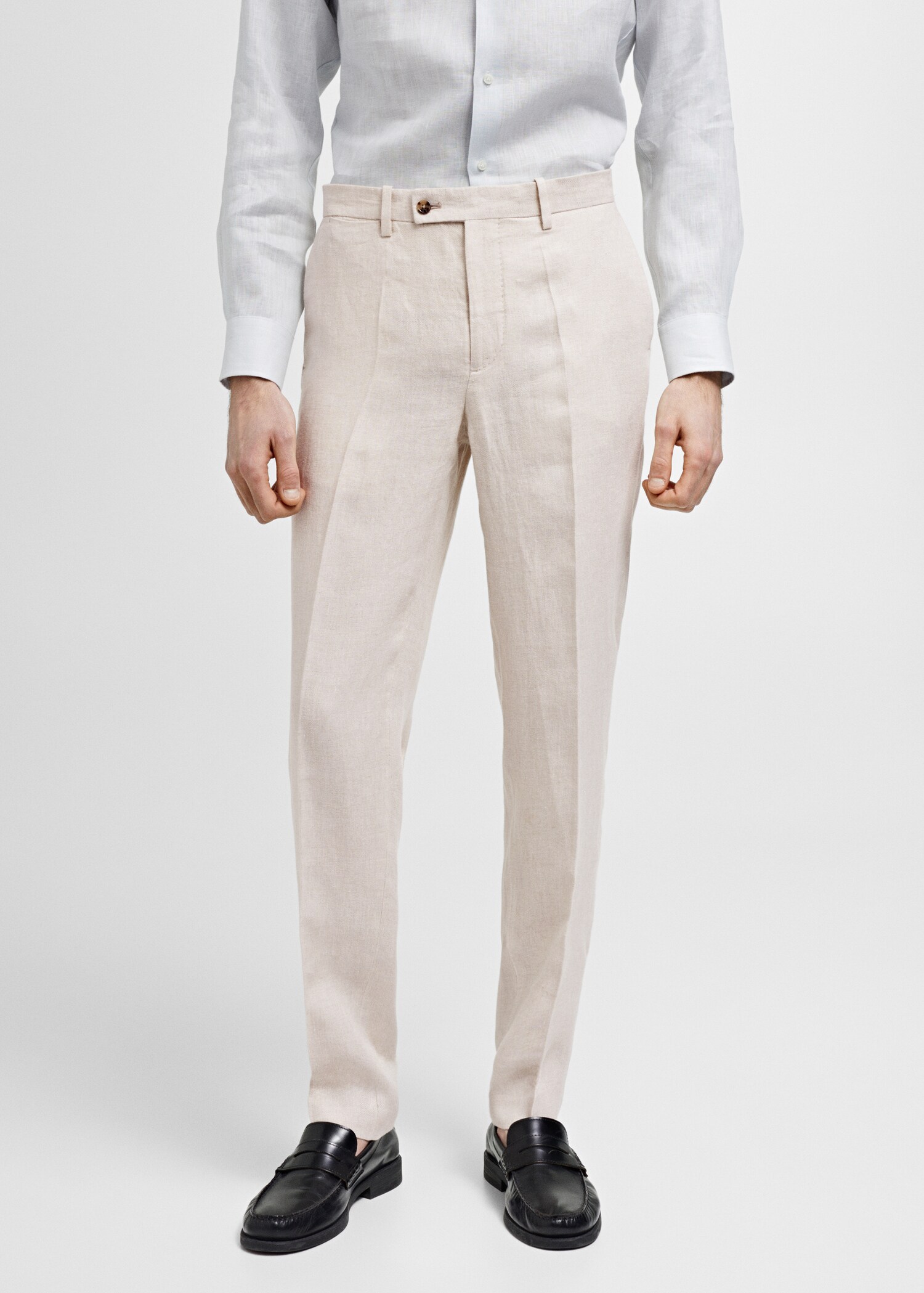 100% linen slim-fit suit trousers  - Medium plane