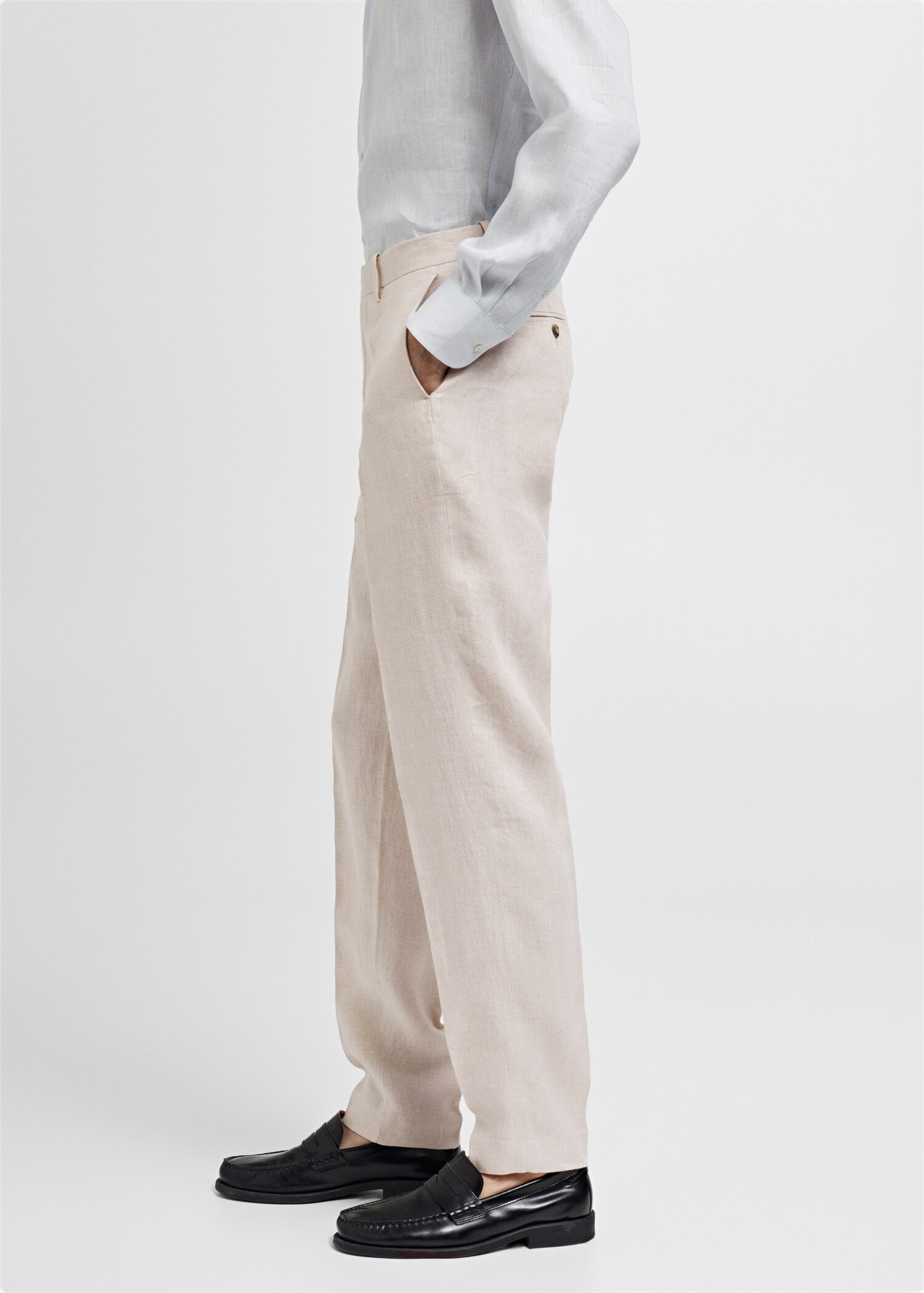 100% linen slim-fit suit trousers  - Details of the article 2