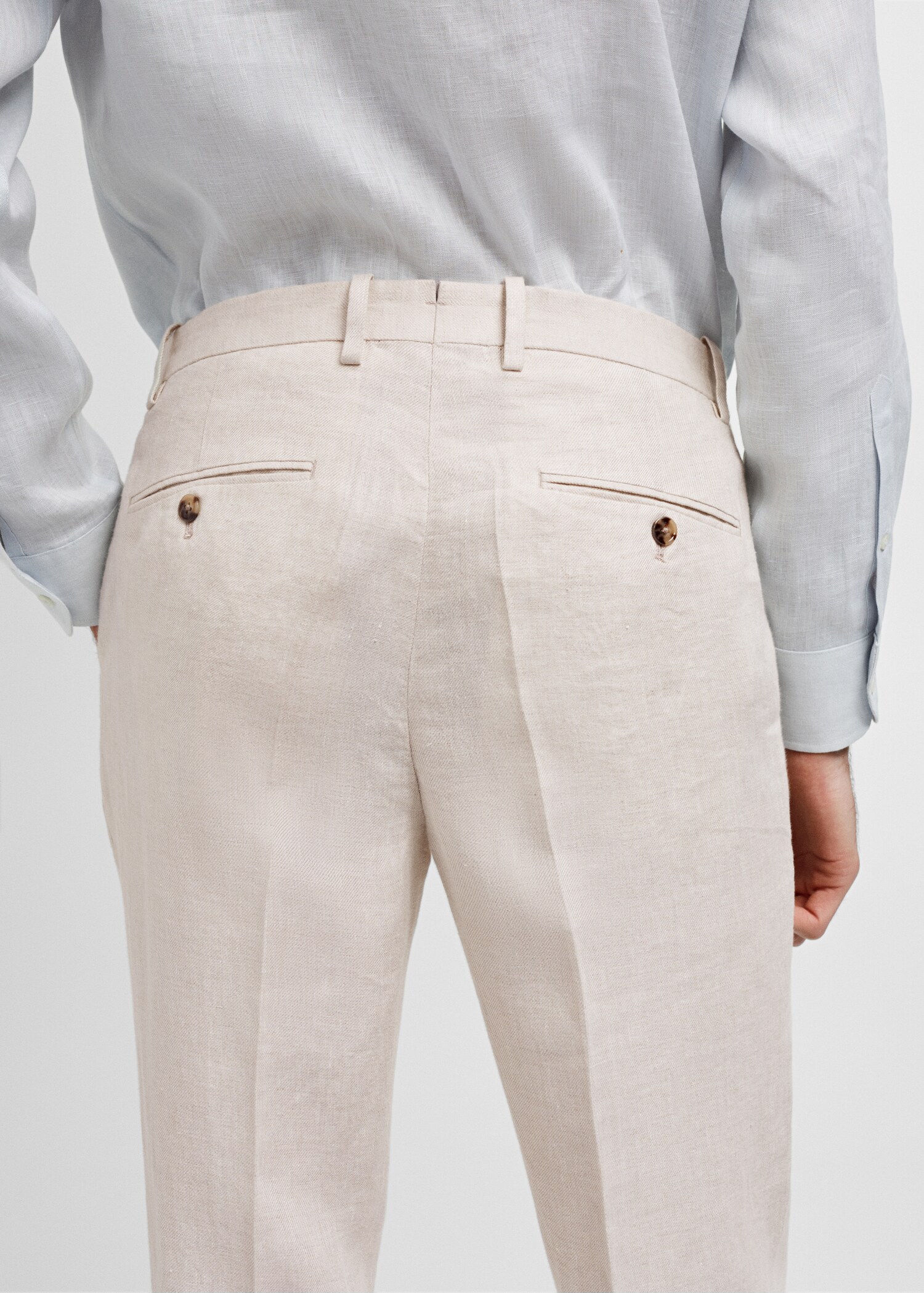 100% linen slim-fit suit trousers  - Details of the article 4