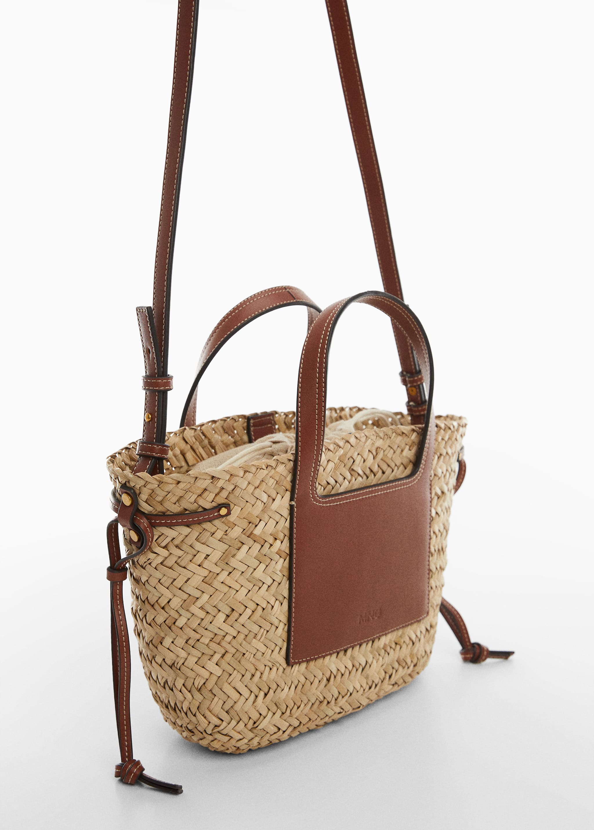 Basket bag with studs detail - Medium plane
