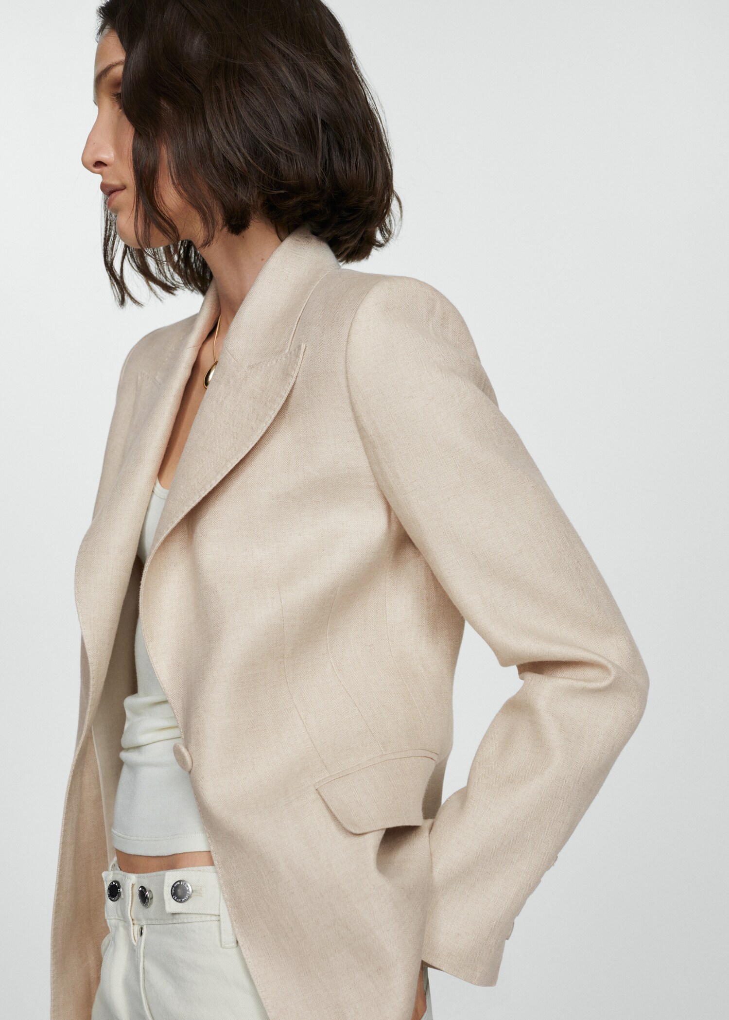 Blazer costume 100 % lin - Plan moyen