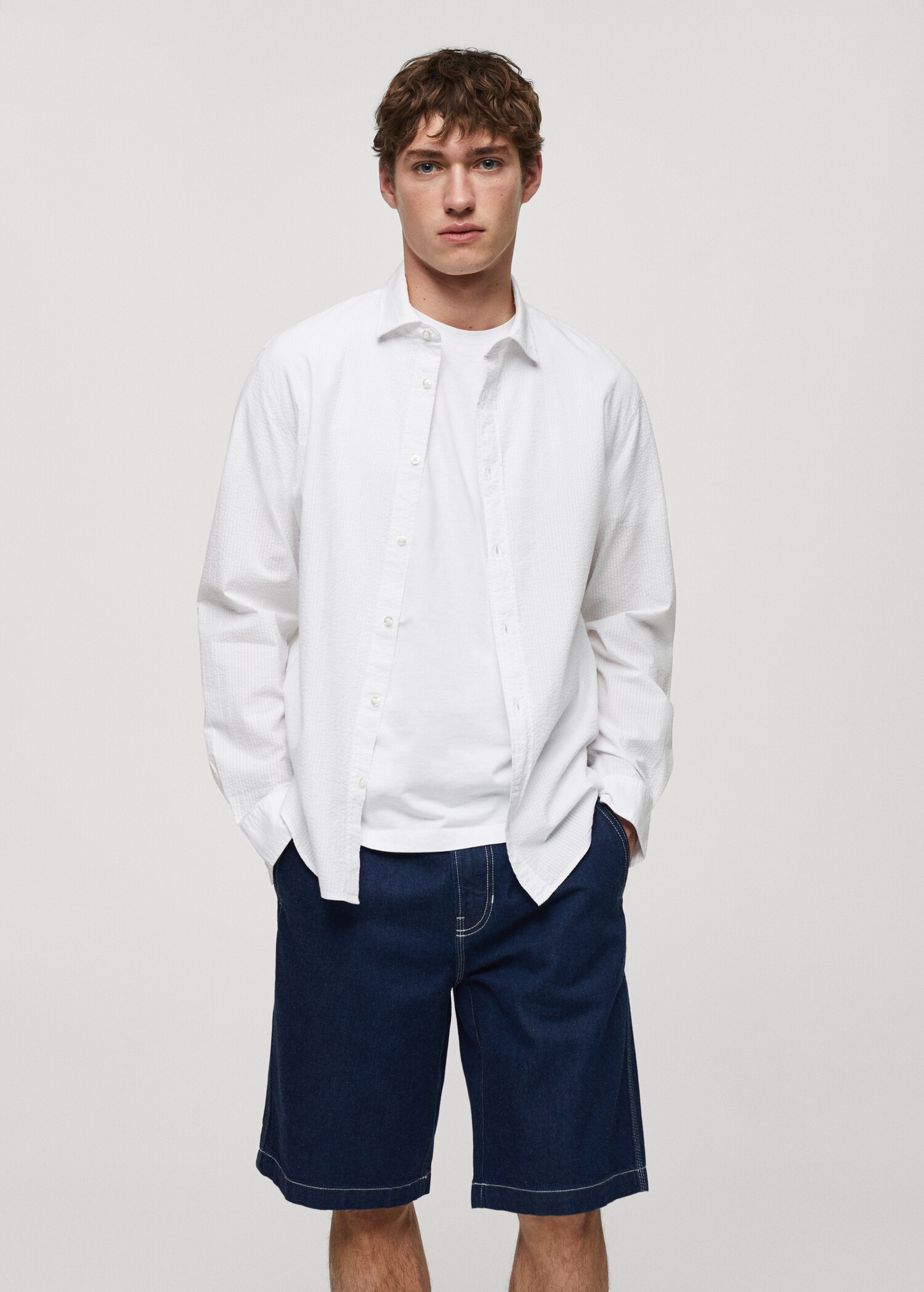 Chemise 100 % coton seersucker - Plan moyen