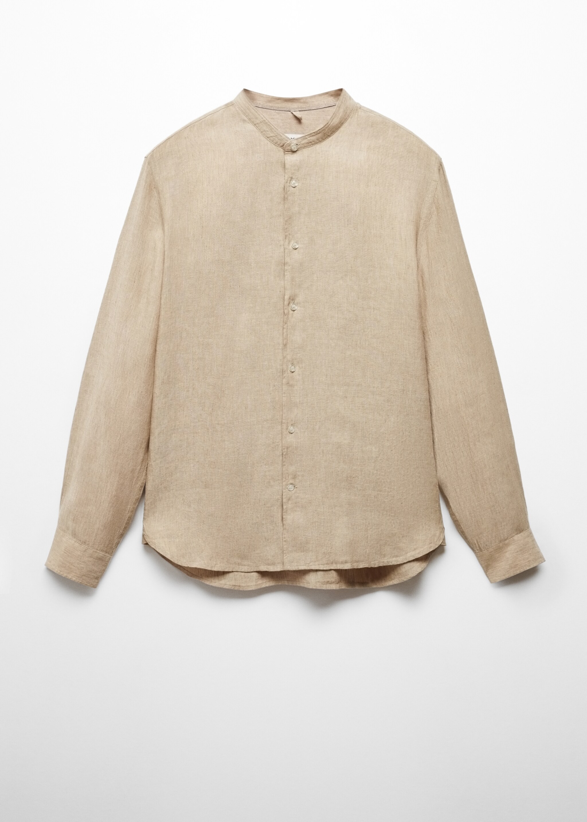 100% linen Mao collar shirt - Article without model, Beige. Ref: 67026730-00.