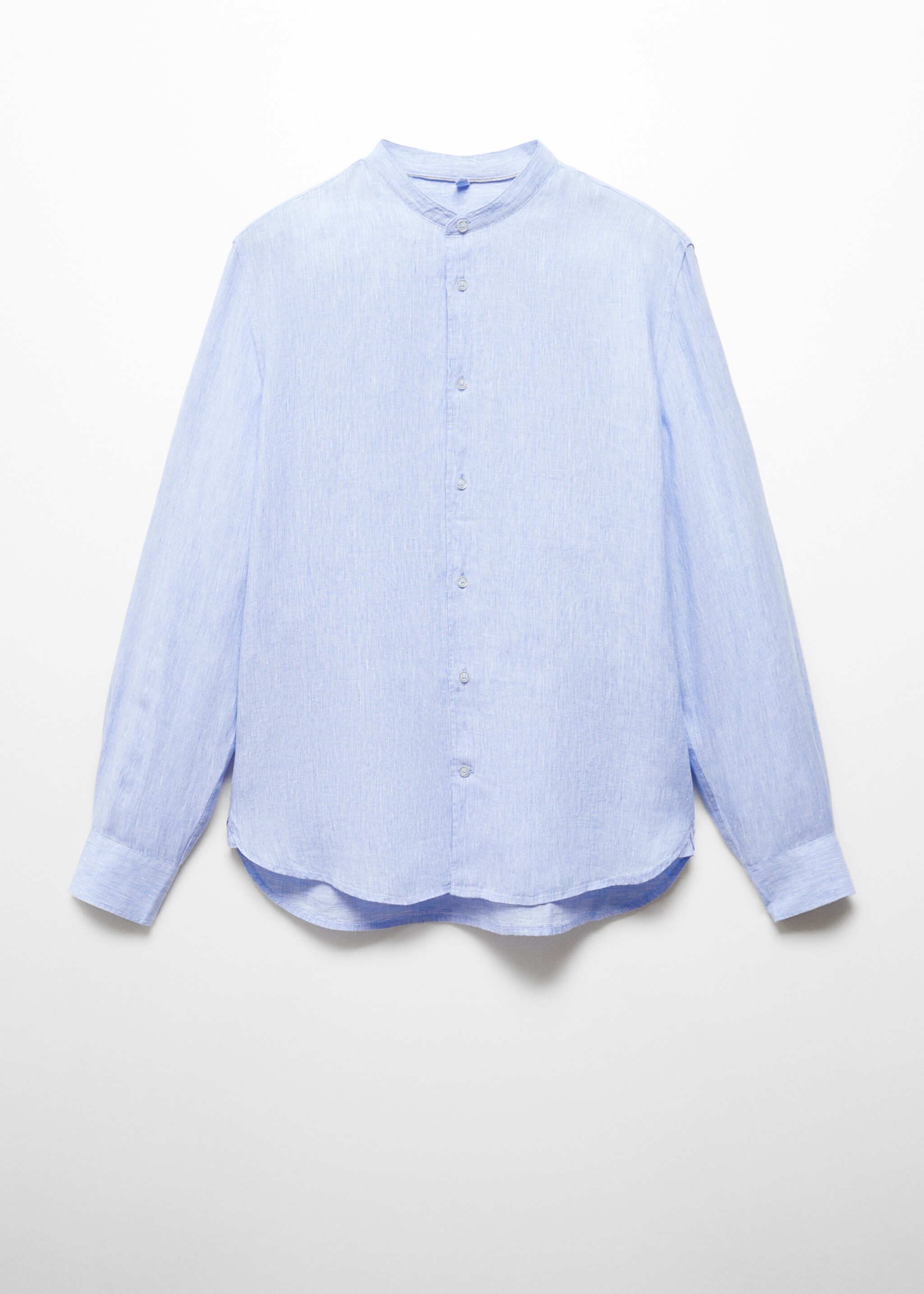100% linen Mao collar shirt - Article without model, Sky Blue. Ref: 67026730-00.