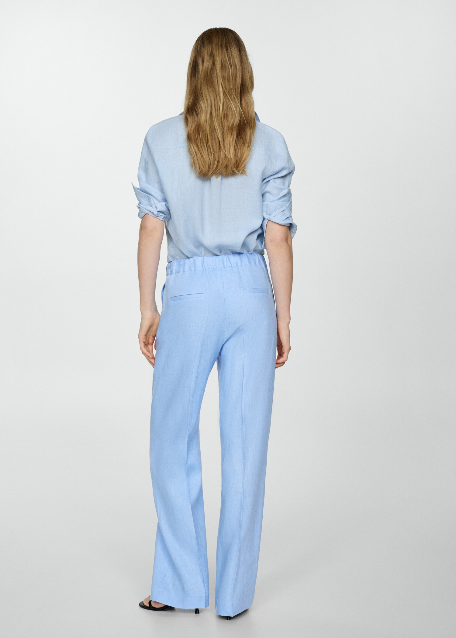 Linen-blend elastic waist trousers - Reverse of the article