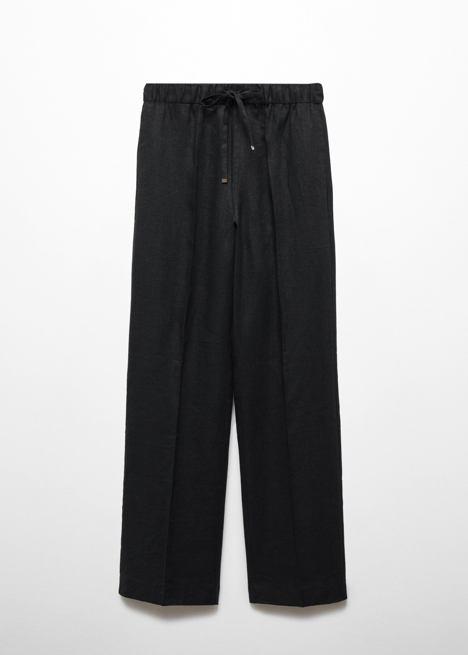 Linen-blend elastic waist trousers - Article without model