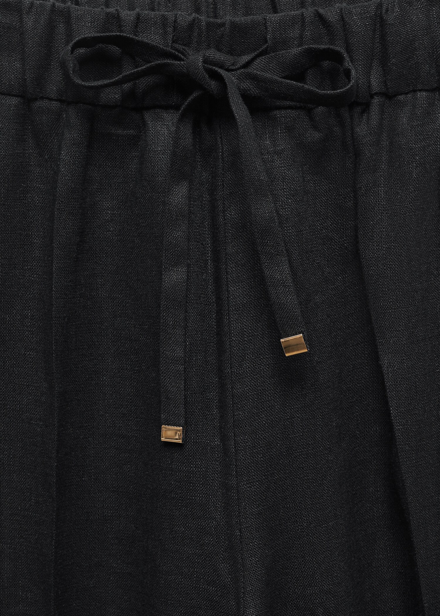 Linen-blend elastic waist trousers - Details of the article 8