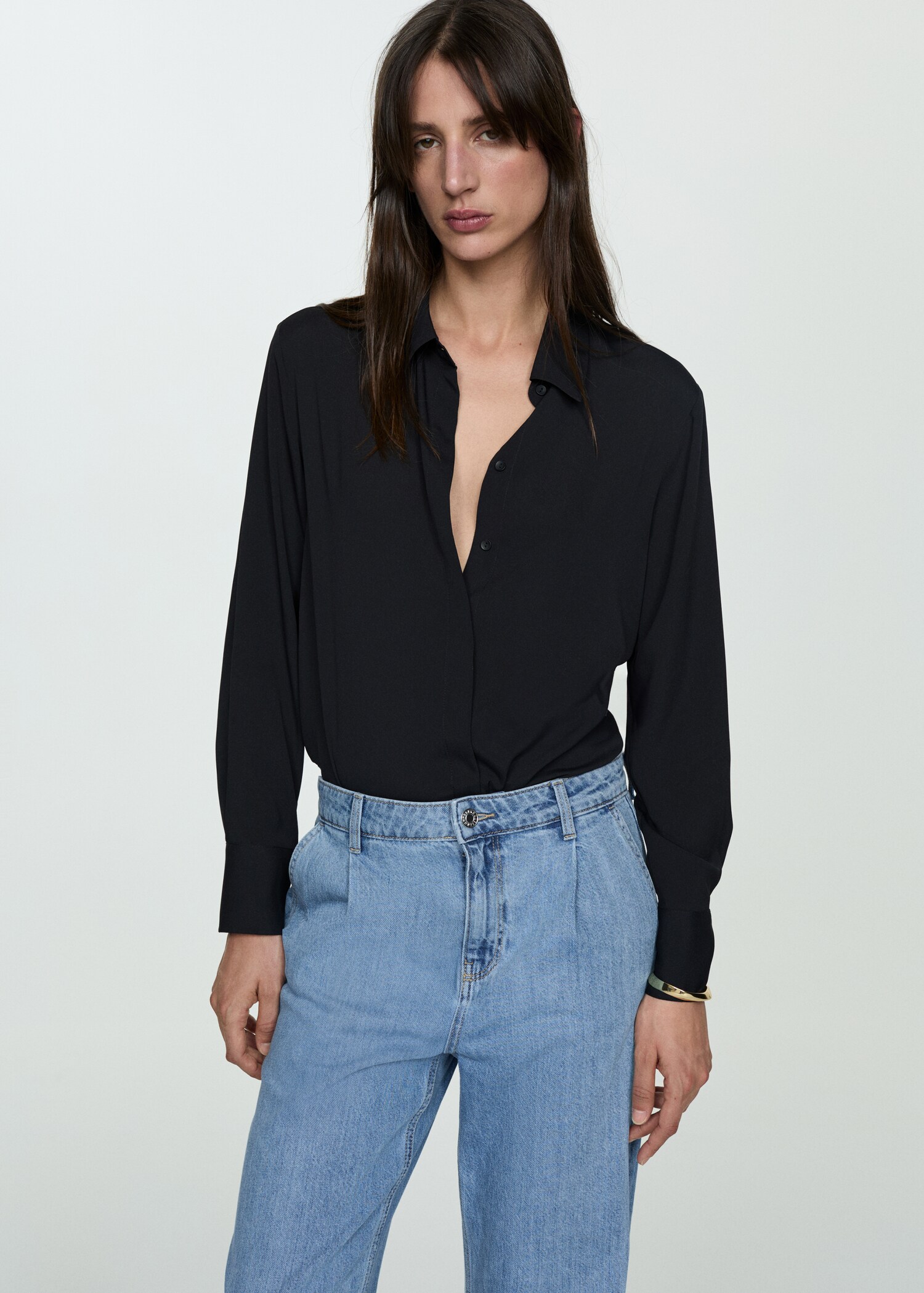 Straight pleated jeans - Details of the article 1