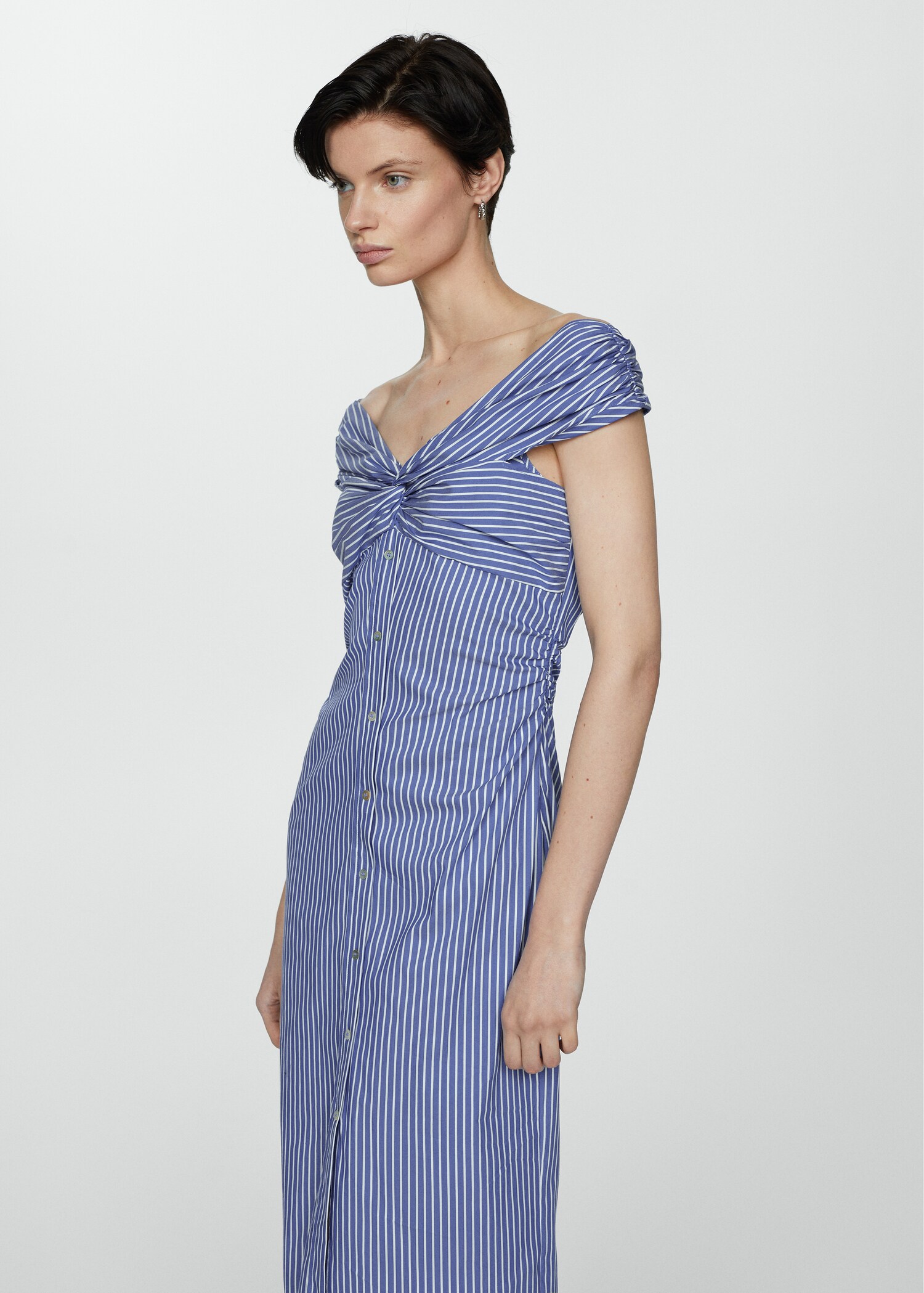 Striped dress bare shoulders - Medium plane