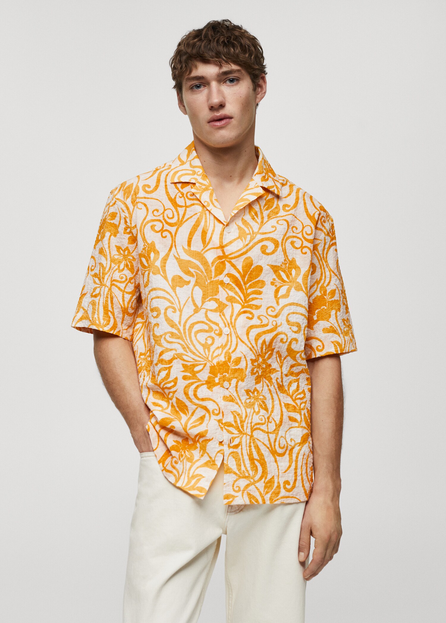 Camisa algodón textura estampada - Plano medio