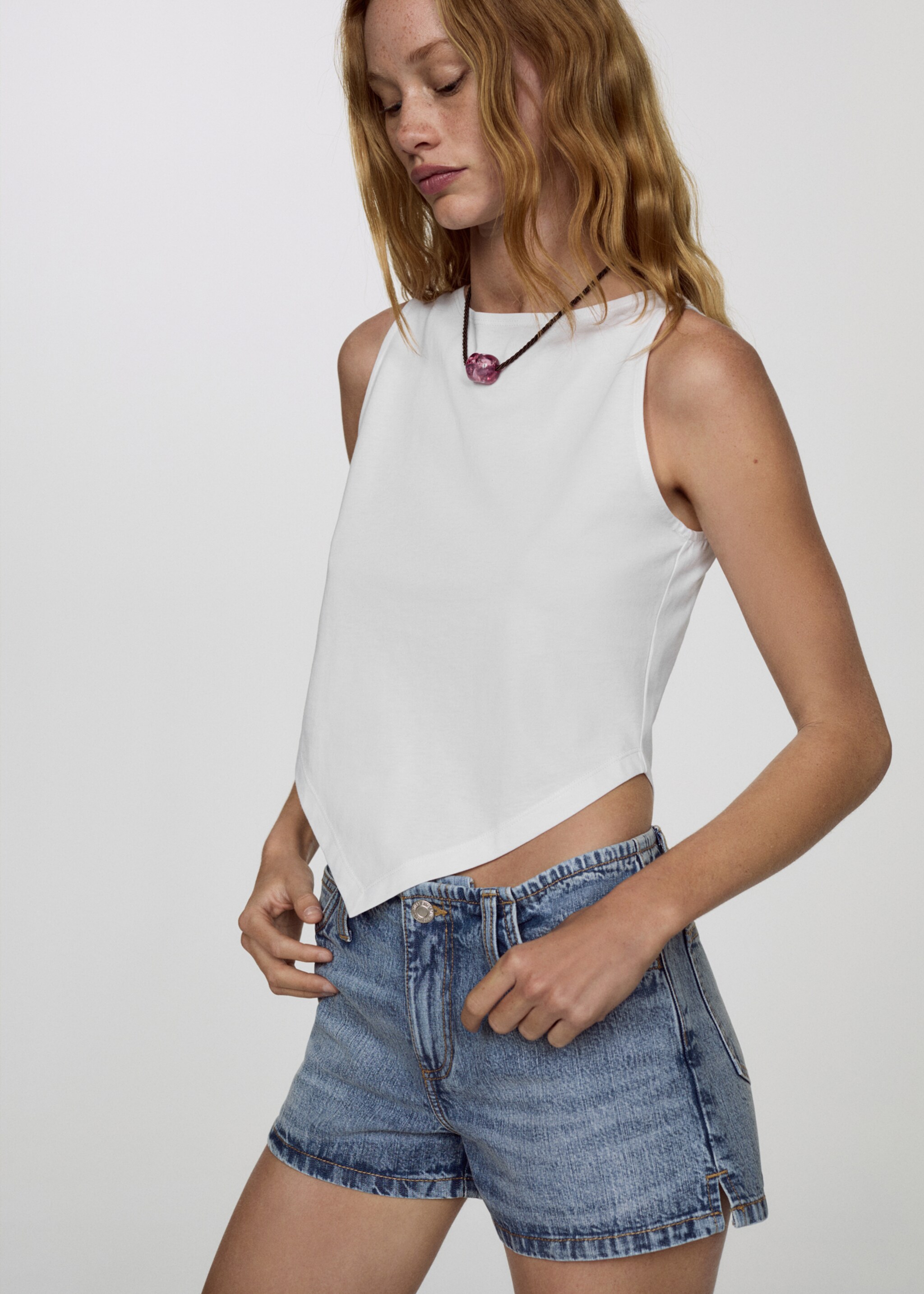 Low-rise denim shorts - Medium plane, Blue. Ref: 67027915-00.