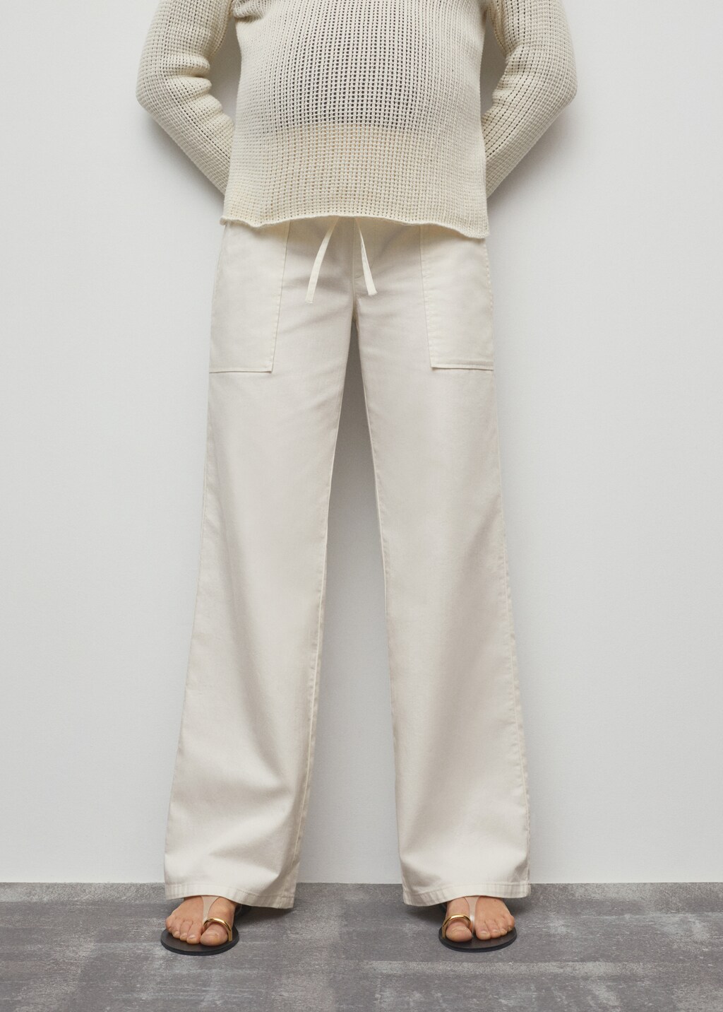 Mango Baumwollhose mit verstellbarer Kordel