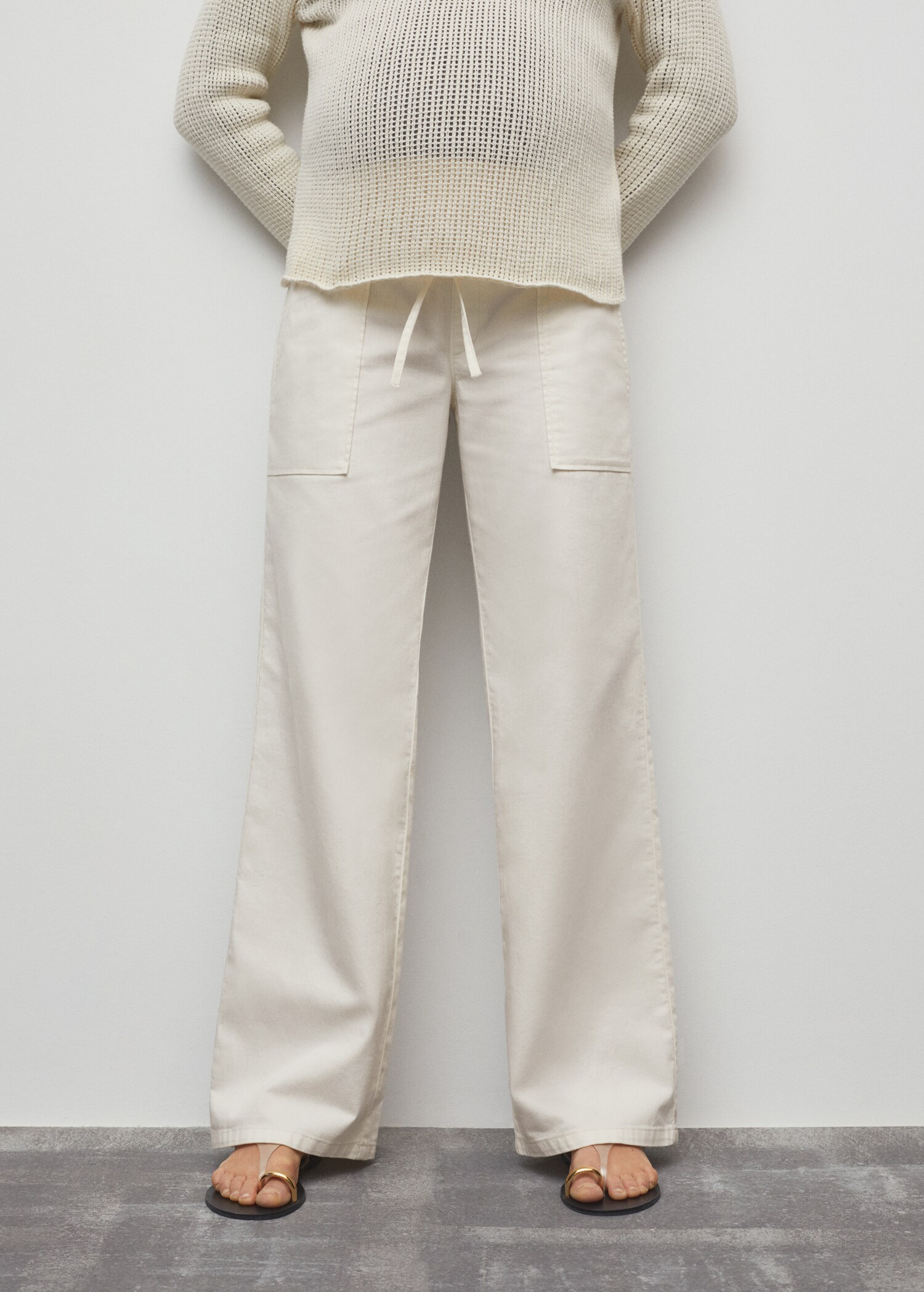 Pantalon coton cordon de serrage - Plan moyen
