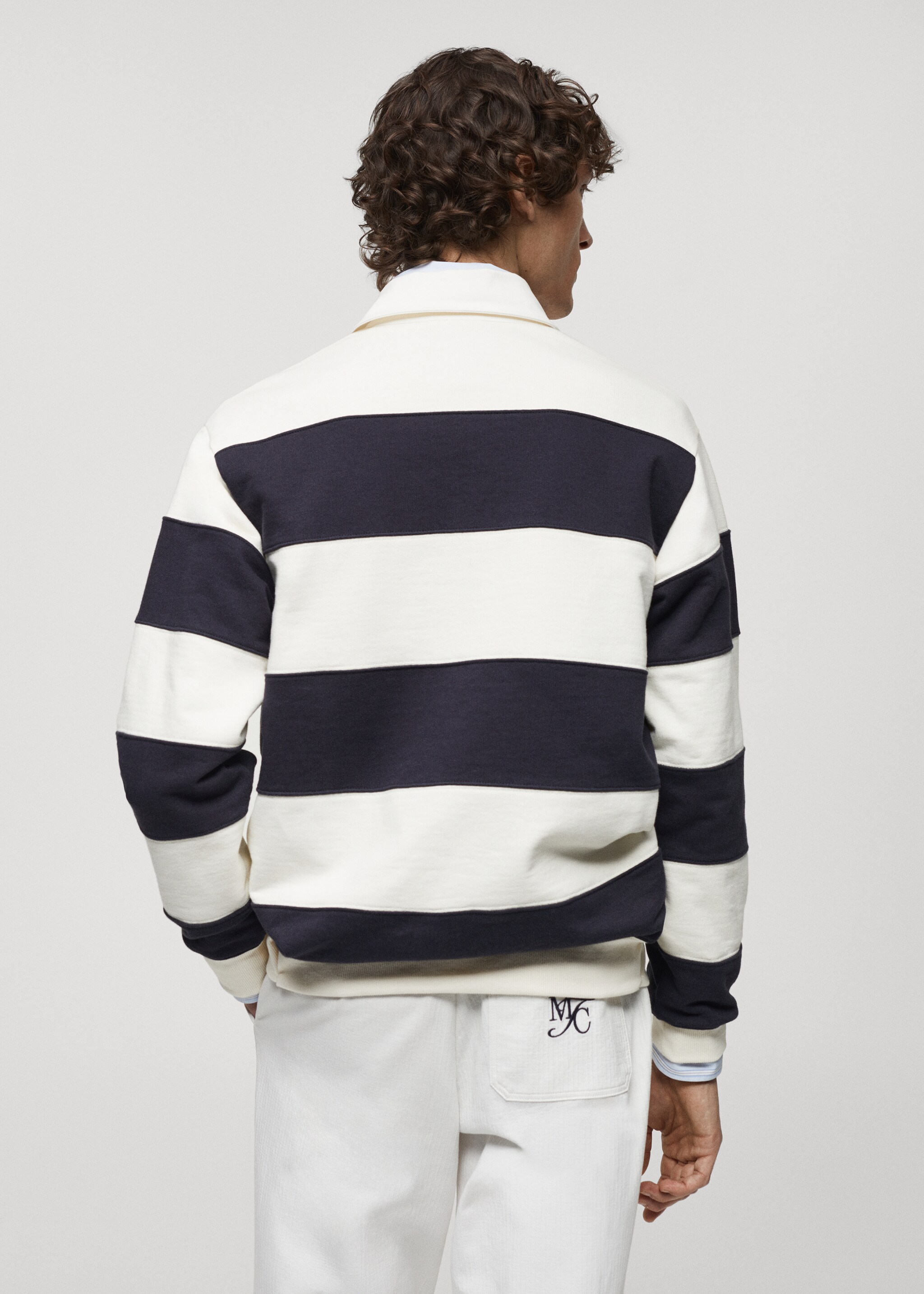 Sweatshirt polo às riscas bordada - Verso do artigo