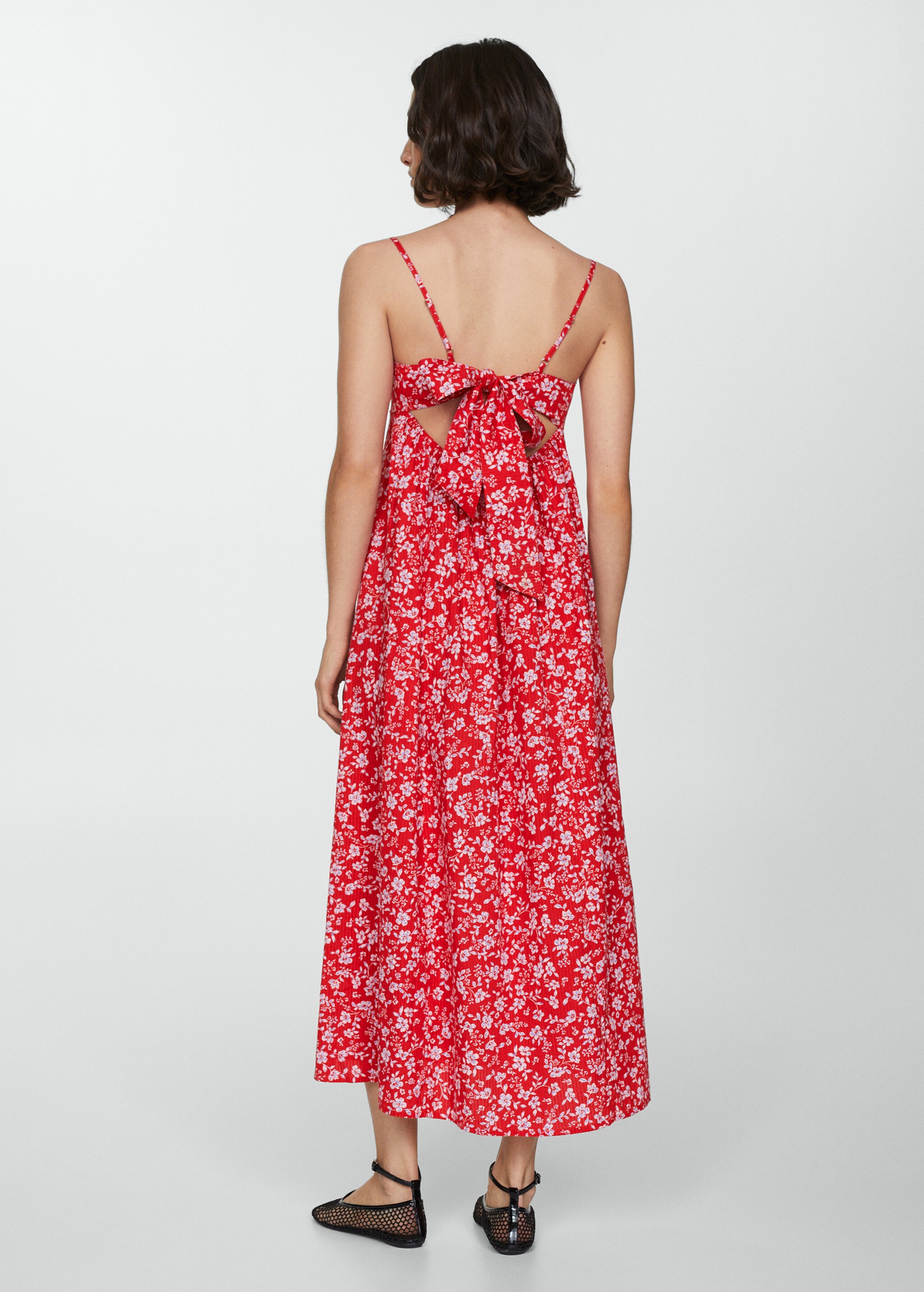 Платье с цветочным принтом и завязками - Обратная сторона изделия