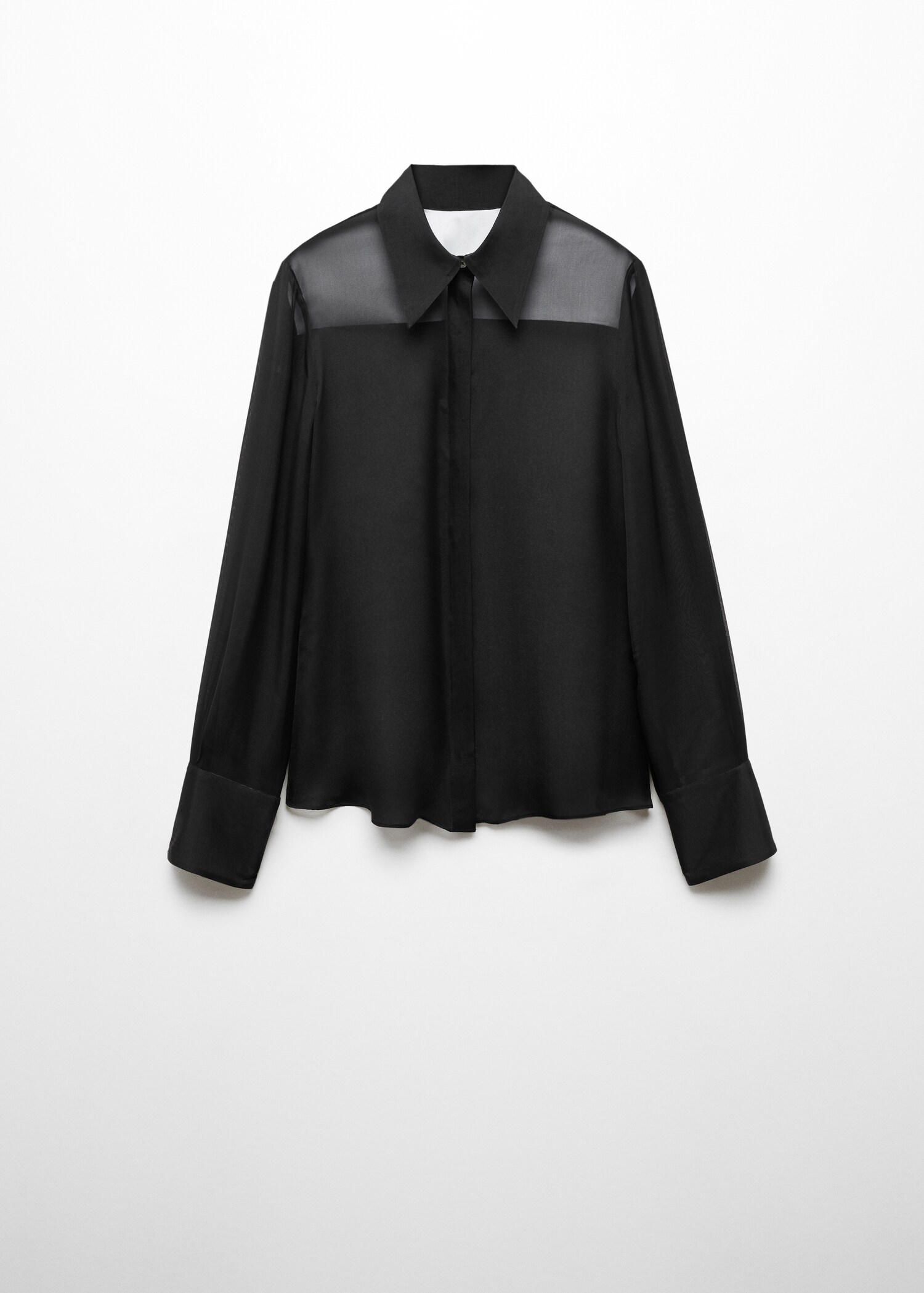 Contrast semi-transparent silk shirt - Article without model