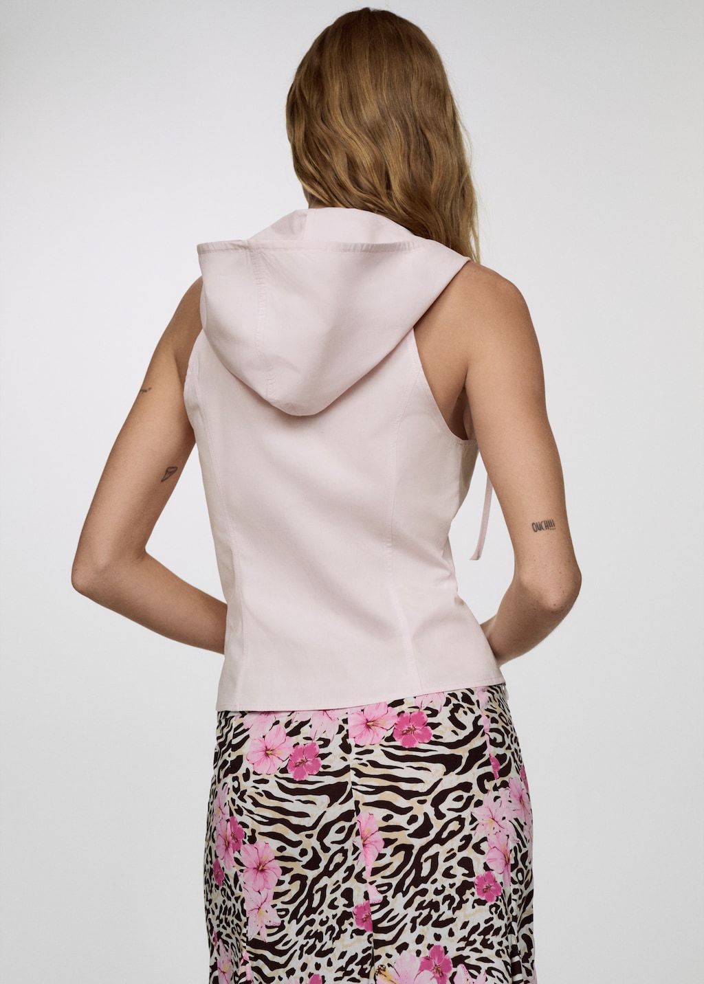 Pink sleeveless hoodie sales