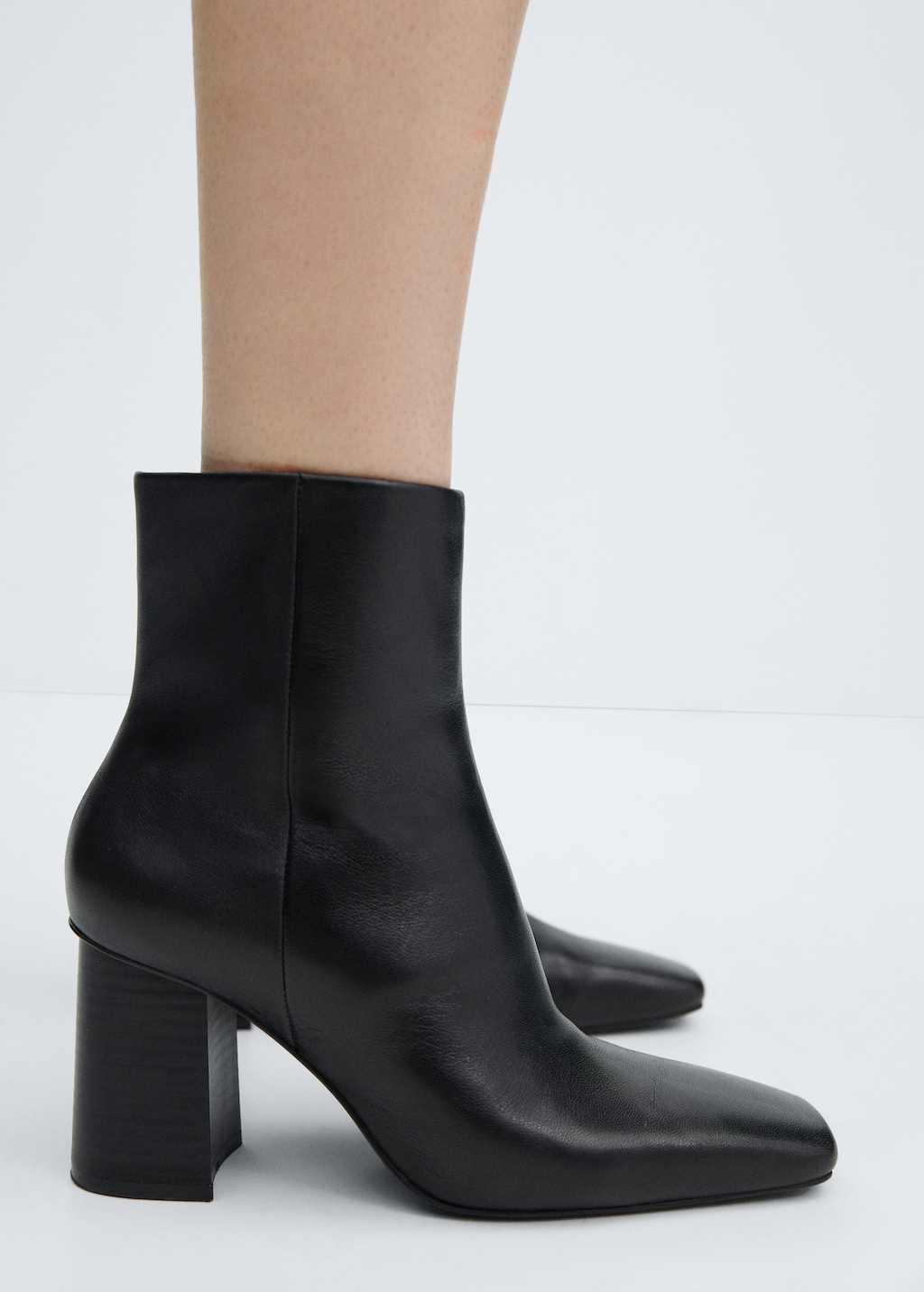 Squared toe leather ankle boots - Women | MANGO Vietnam Squared toe leather ankle boots - Women | MANGO Vietnam