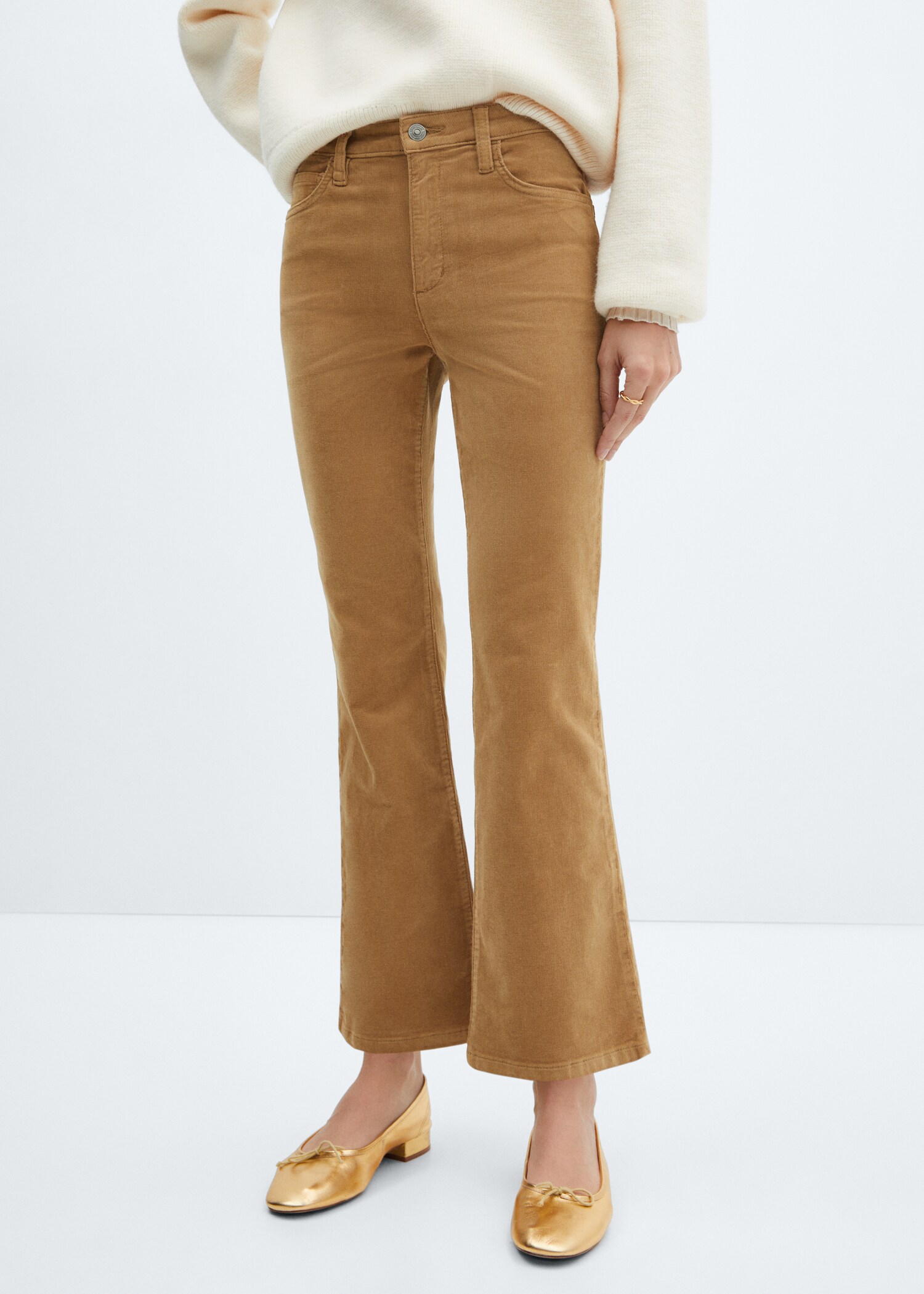 Flare crop corduroy pants - Medium plane