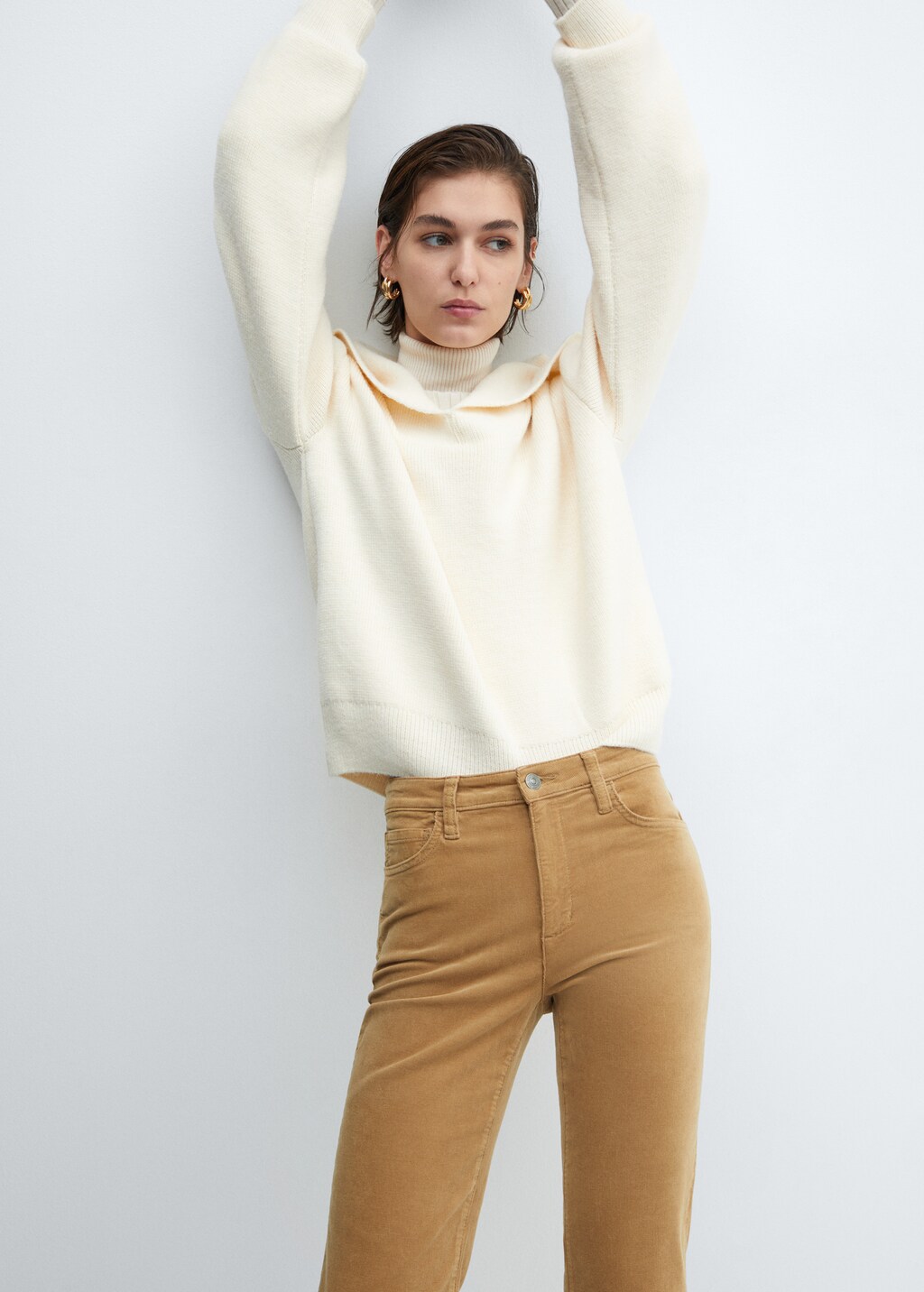 Pantalon flare crop velours cotele Femme MANGO Maurice